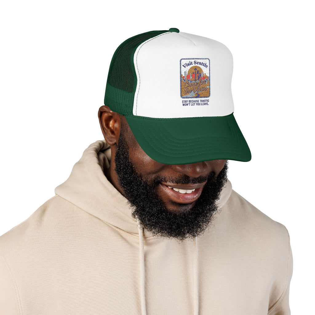 Vintage Desert Sunrise Trucker Hat — "Stay Somewhere" Embroidered Foam Cap