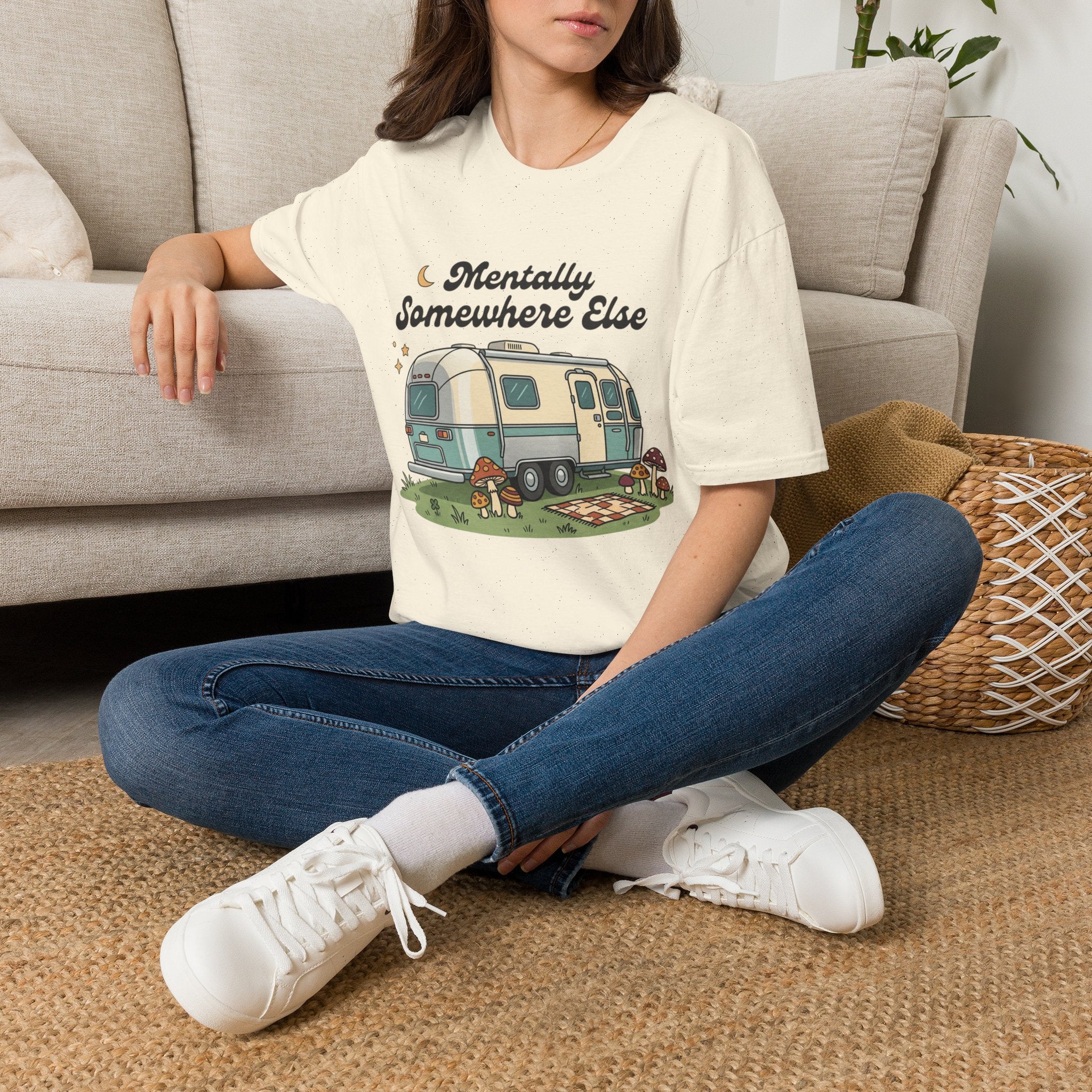 Mentally Somewhere Else Camper T-Shirt — Vintage Airstream RV Travel Tee