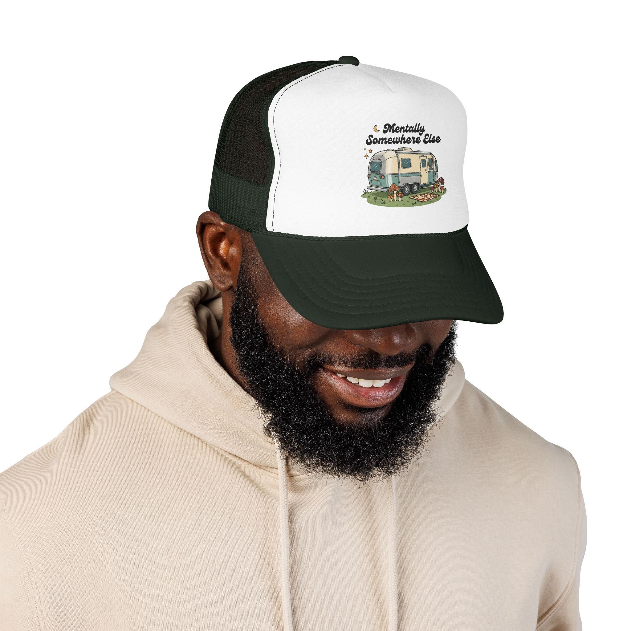 Trucker Hat - 'Mentally Somewhere Else' Retro Camper Design