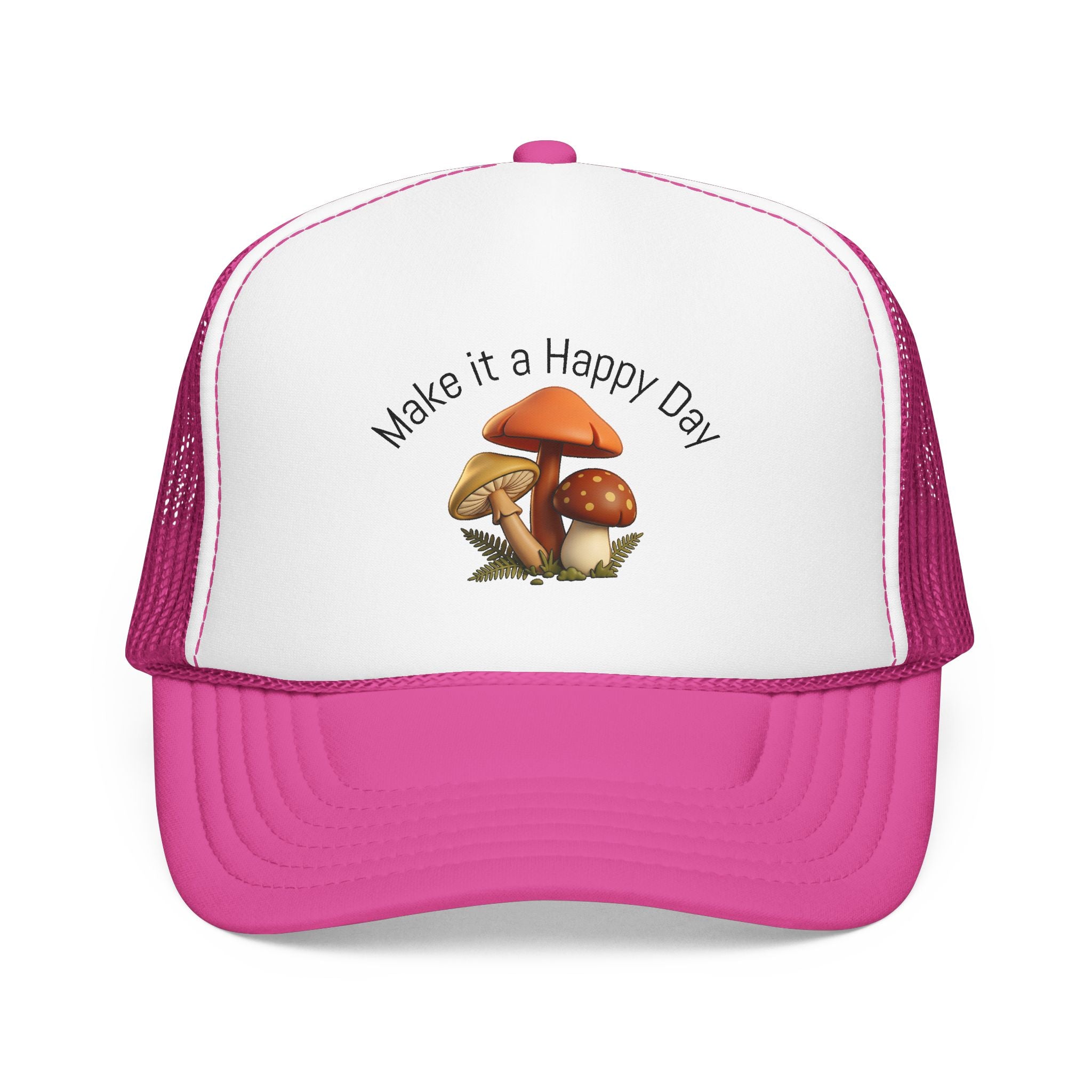 Mushroom "Make It a Happy Day" Trucker Hat