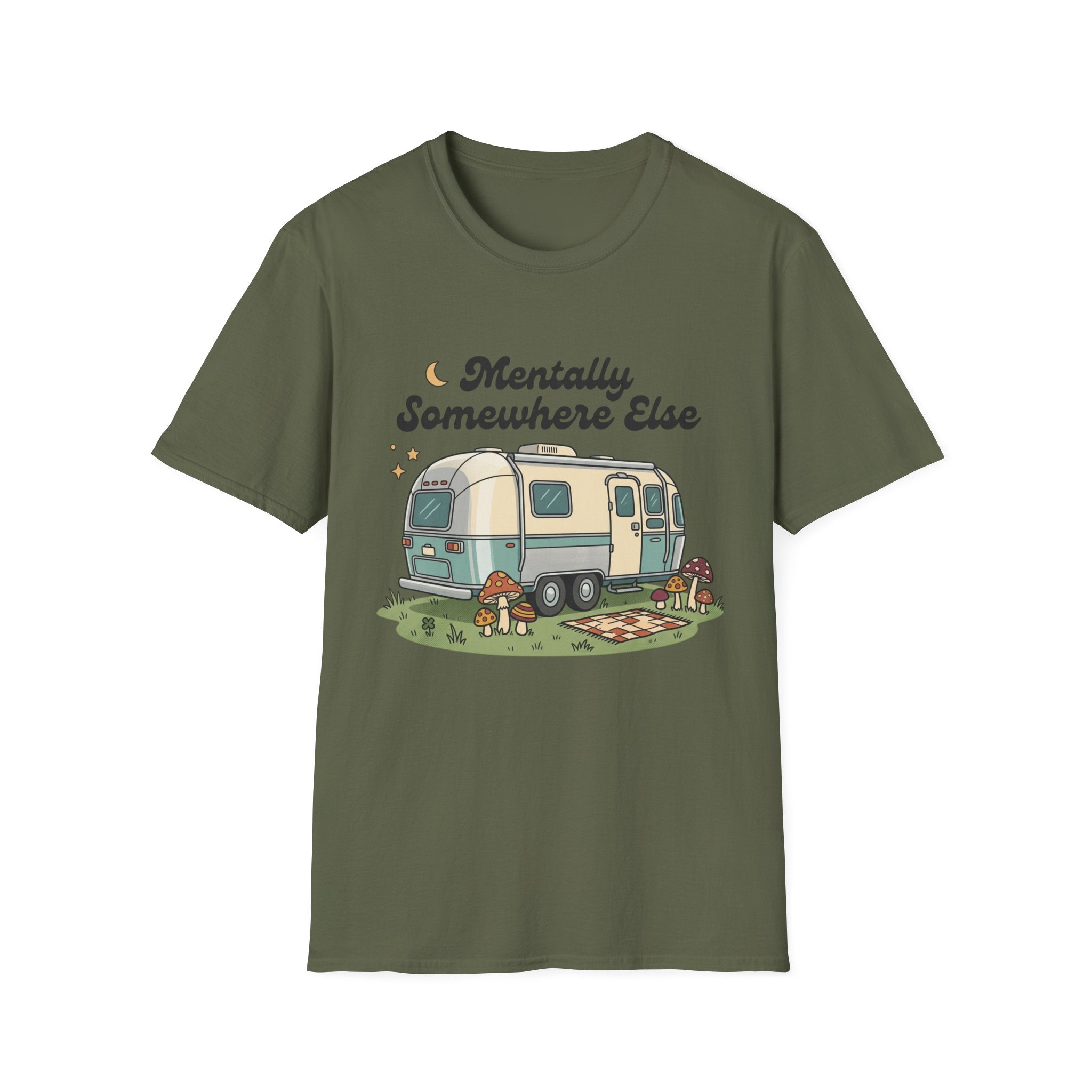 Mentally Somewhere Else Camper T-Shirt — Vintage Airstream RV Travel Tee