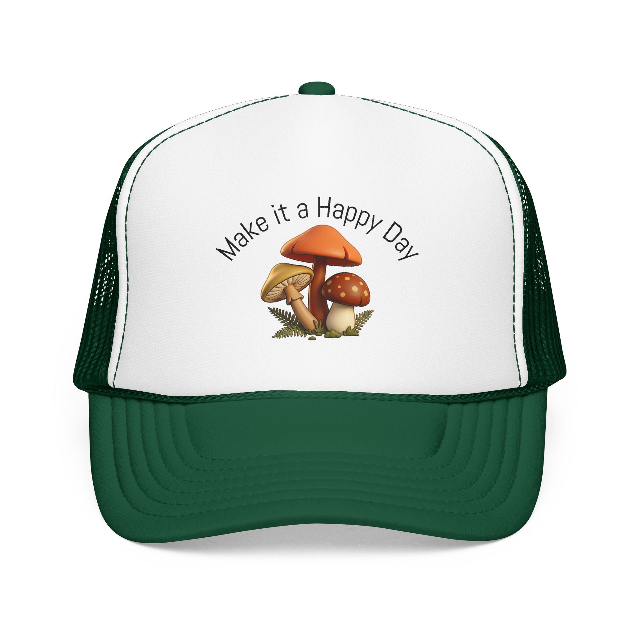 Mushroom "Make It a Happy Day" Trucker Hat
