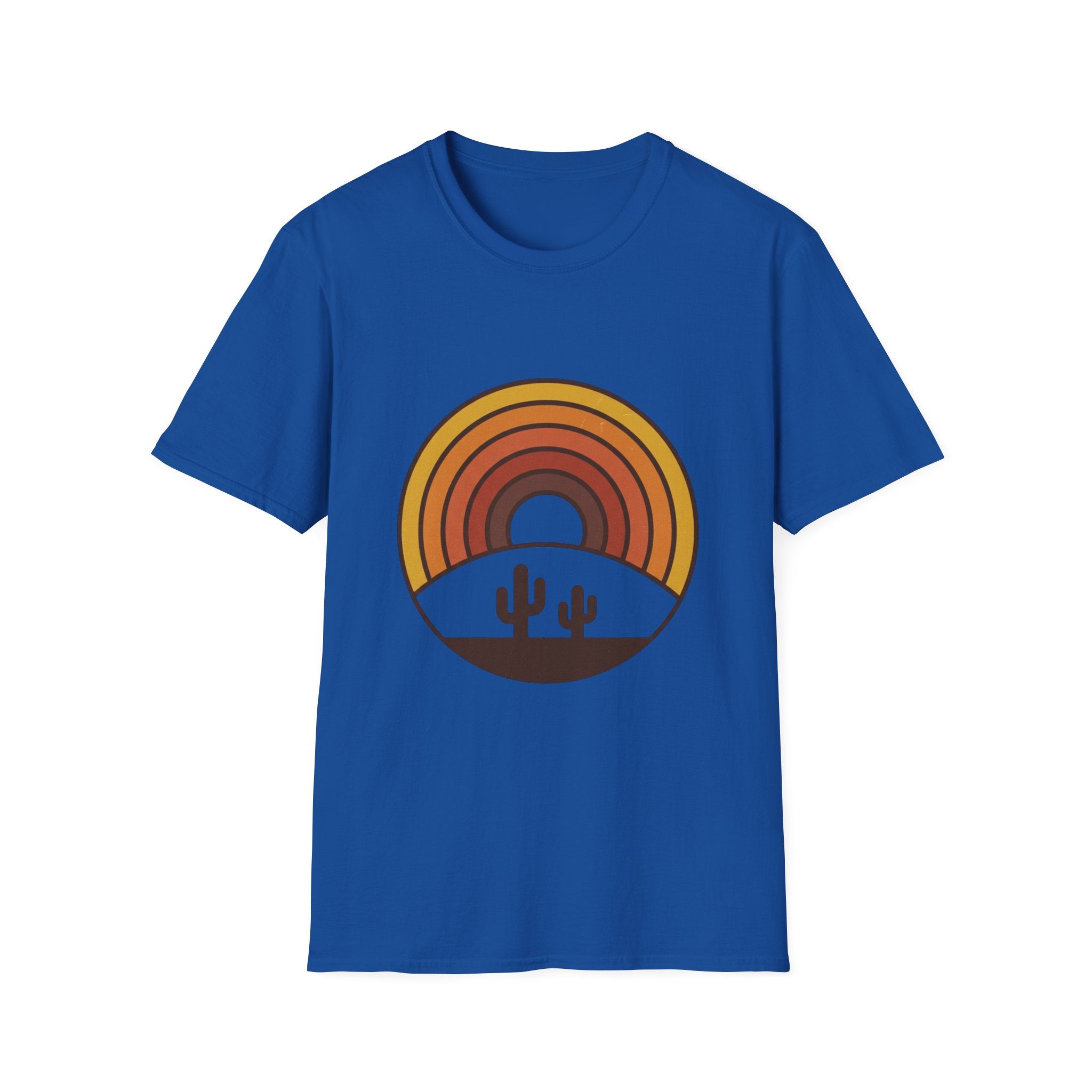 Retro Desert Rainbow T-Shirt — Cactus Sunset Graphic Tee