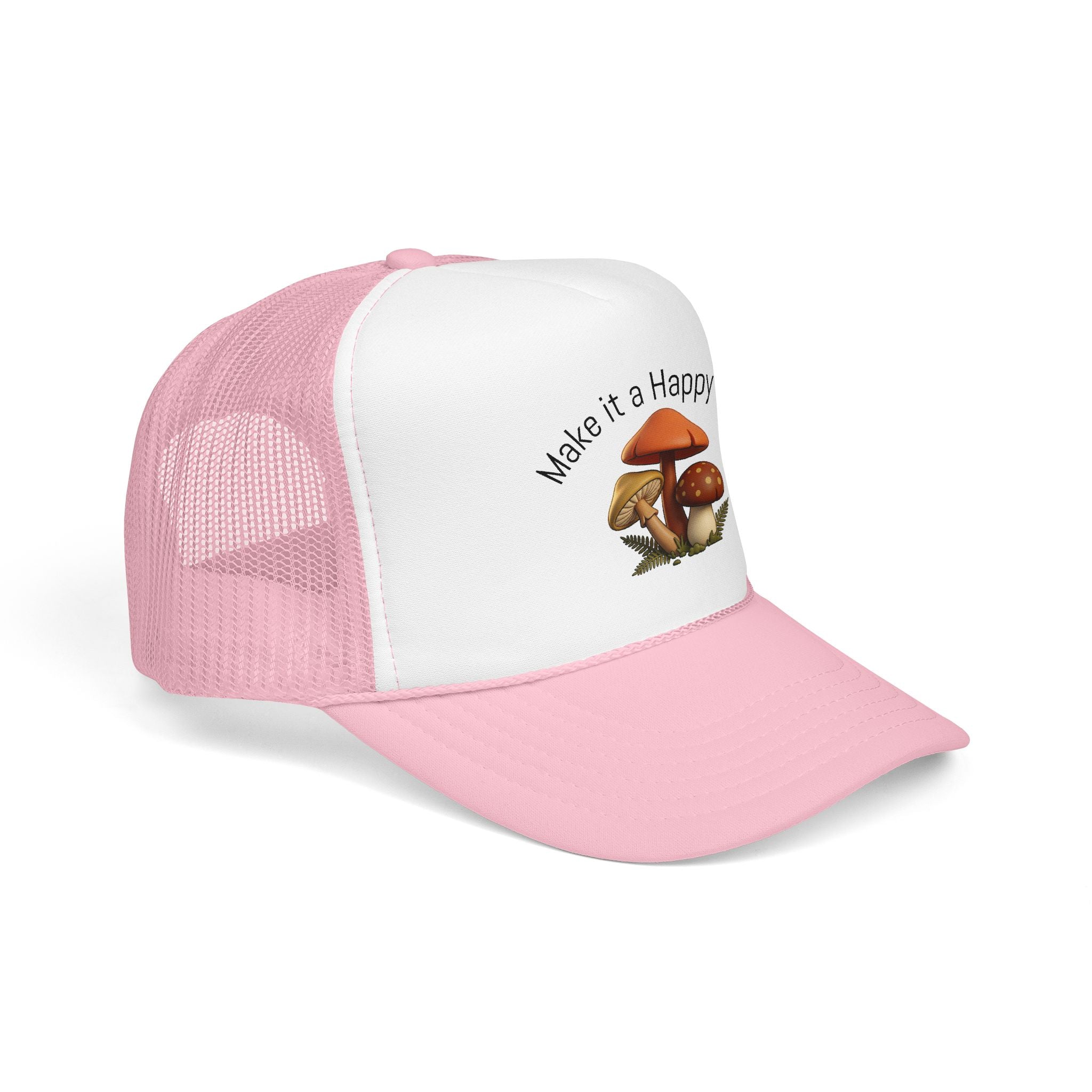 Mushroom "Make It a Happy Day" Trucker Hat