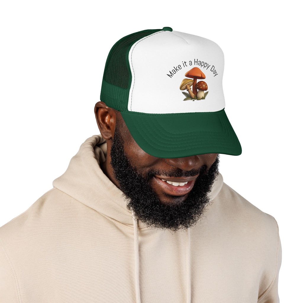 Mushroom "Make It a Happy Day" Trucker Hat