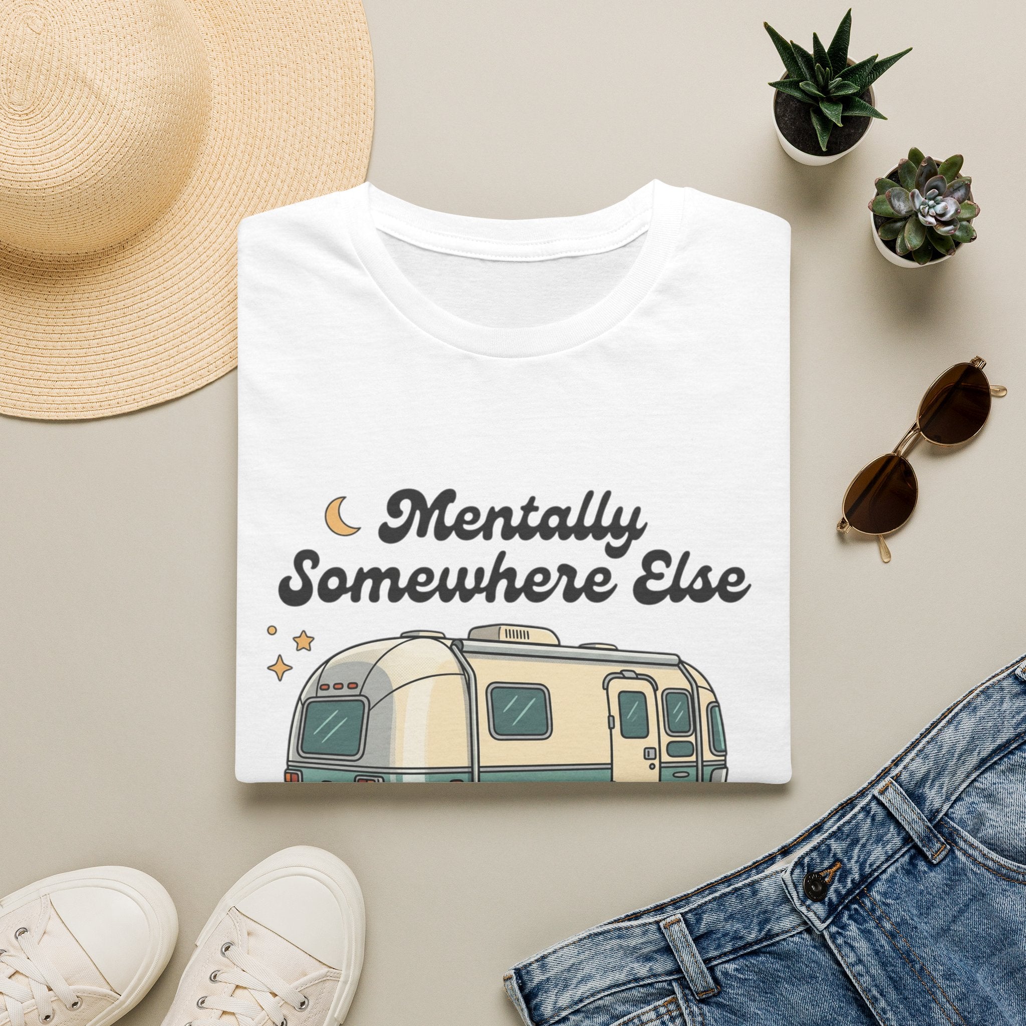 Mentally Somewhere Else Camper T-Shirt — Vintage Airstream RV Travel Tee