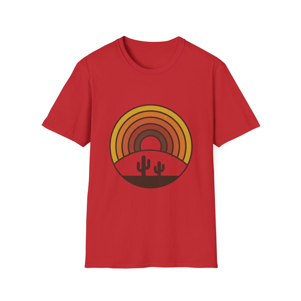 Retro Desert Rainbow T-Shirt — Cactus Sunset Graphic Tee