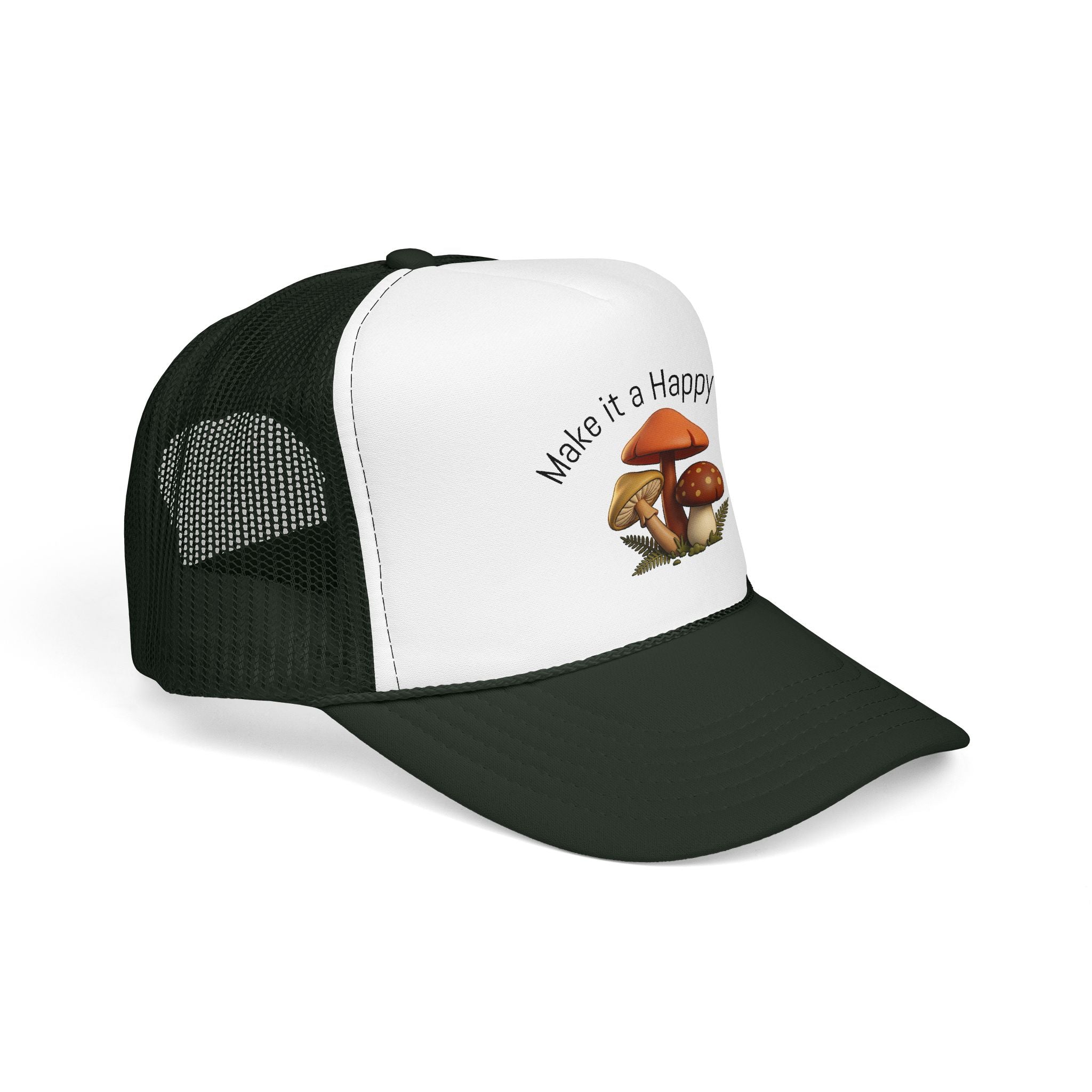 Mushroom "Make It a Happy Day" Trucker Hat