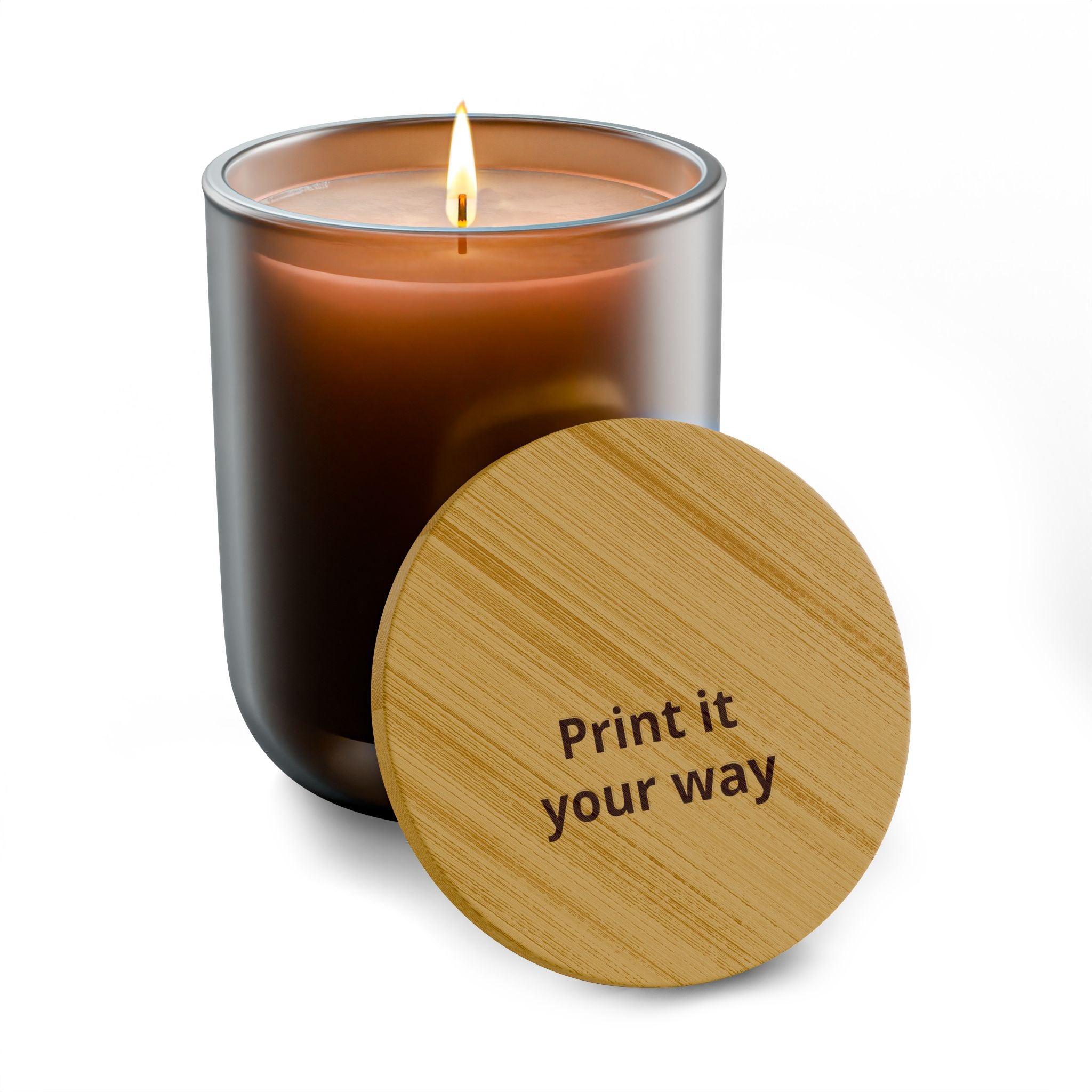 Engraved 14oz Scented Soy Candle — Custom Bamboo Lid (Print It Your Way)
