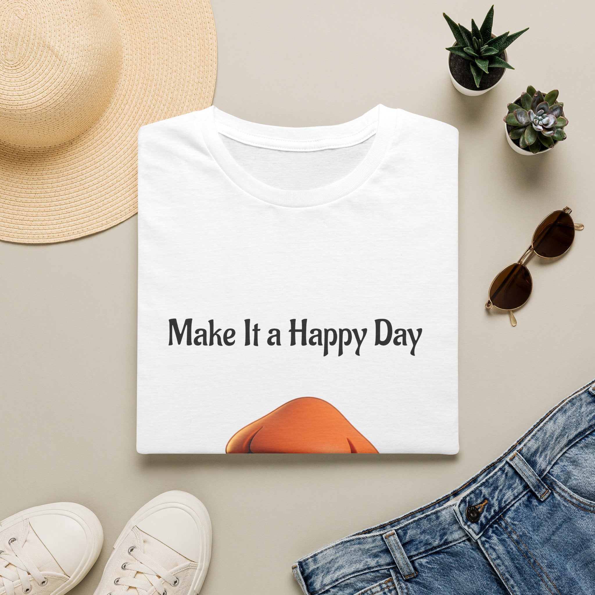 Mushroom Graphic Tee - "Make It a Happy Day" Positive Quote T-Shirt
