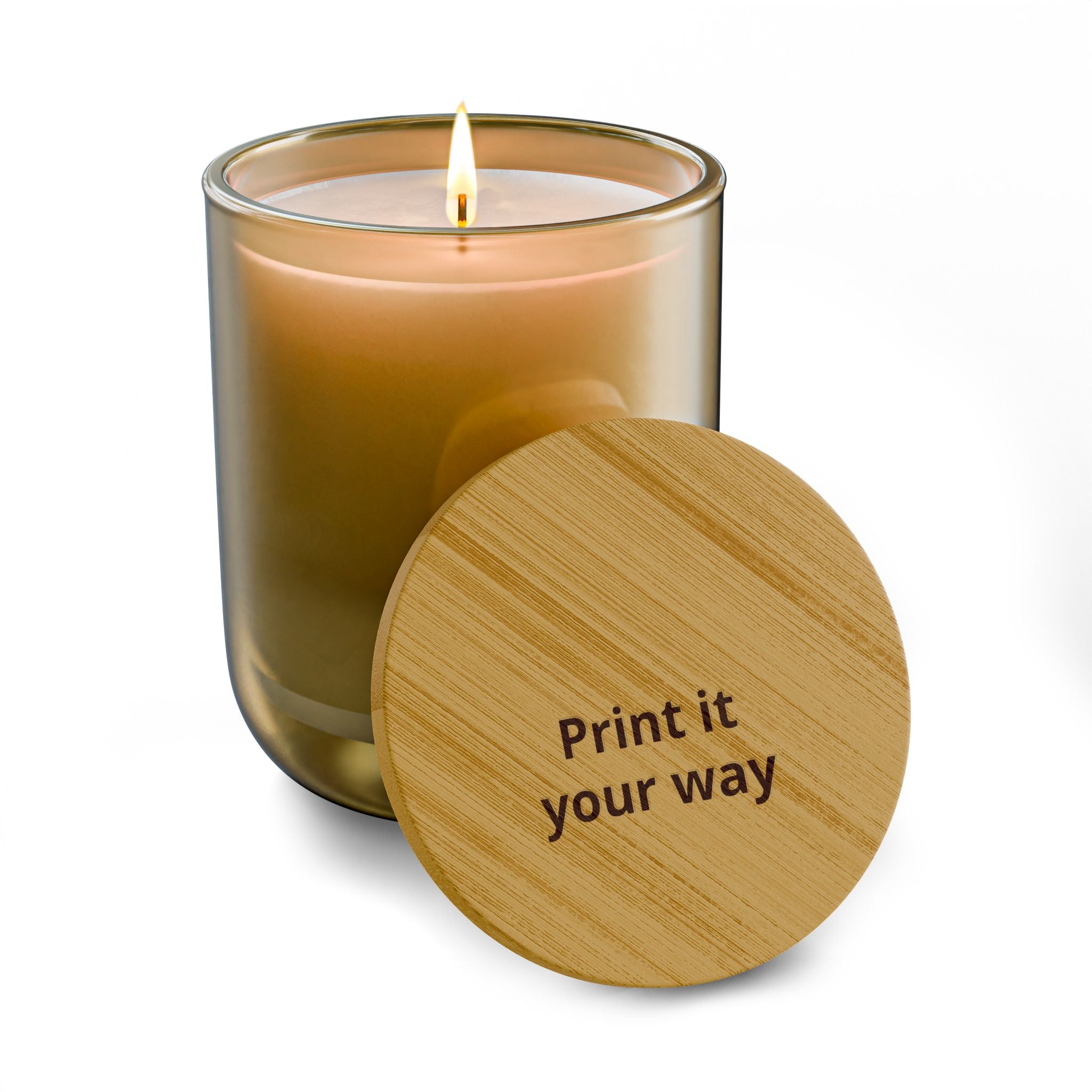 Engraved 14oz Scented Soy Candle — Custom Bamboo Lid (Print It Your Way)