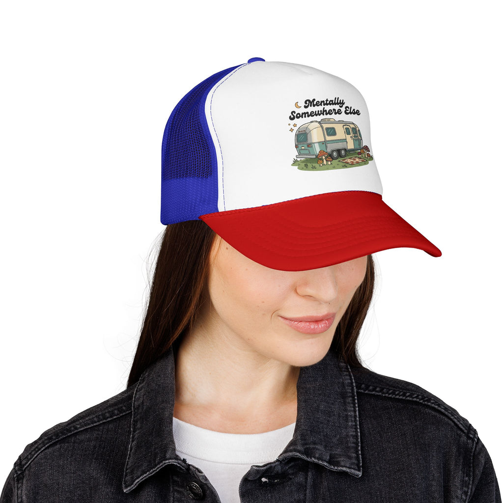 Trucker Hat - 'Mentally Somewhere Else' Retro Camper Design