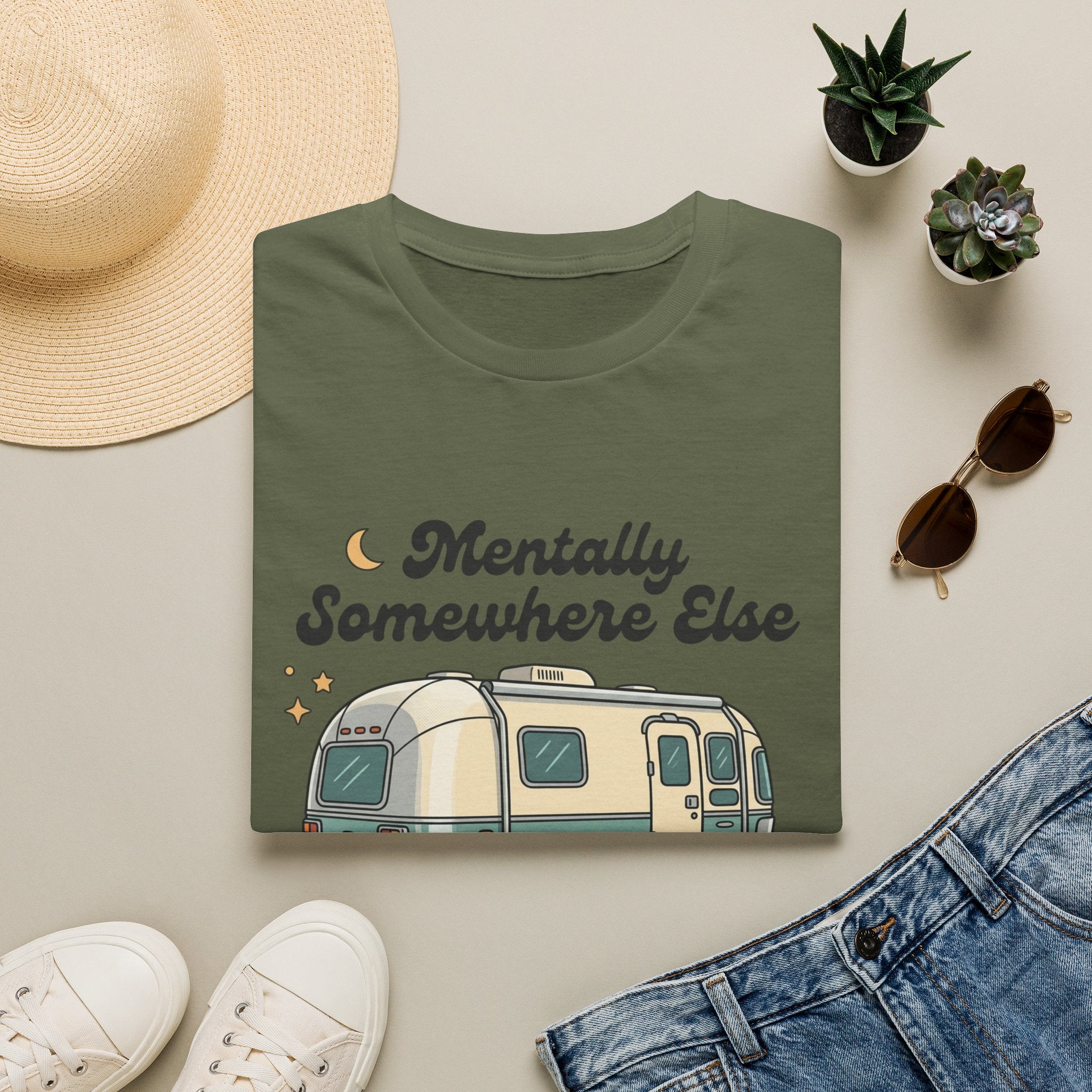 Mentally Somewhere Else Camper T-Shirt — Vintage Airstream RV Travel Tee