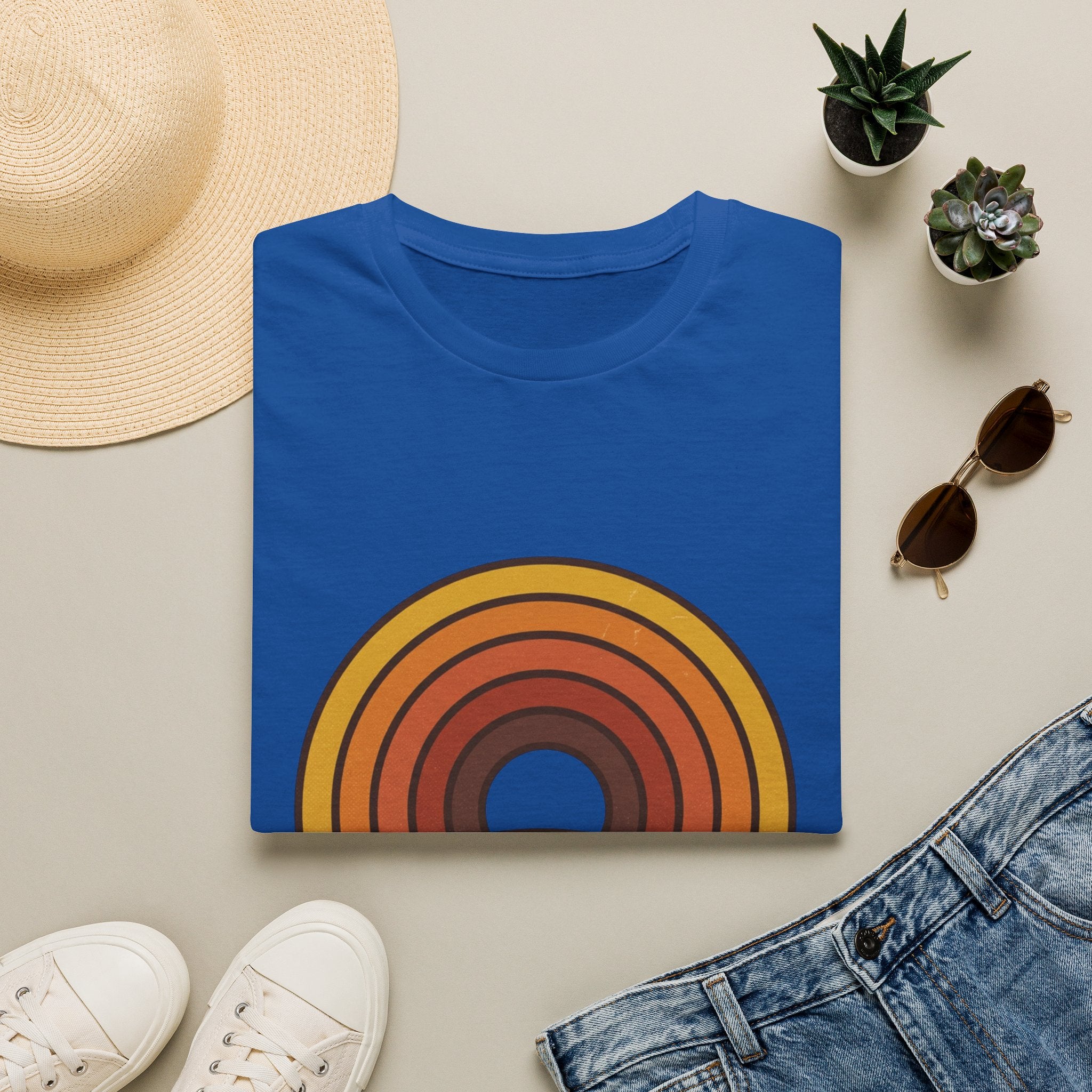 Retro Desert Rainbow T-Shirt — Cactus Sunset Graphic Tee