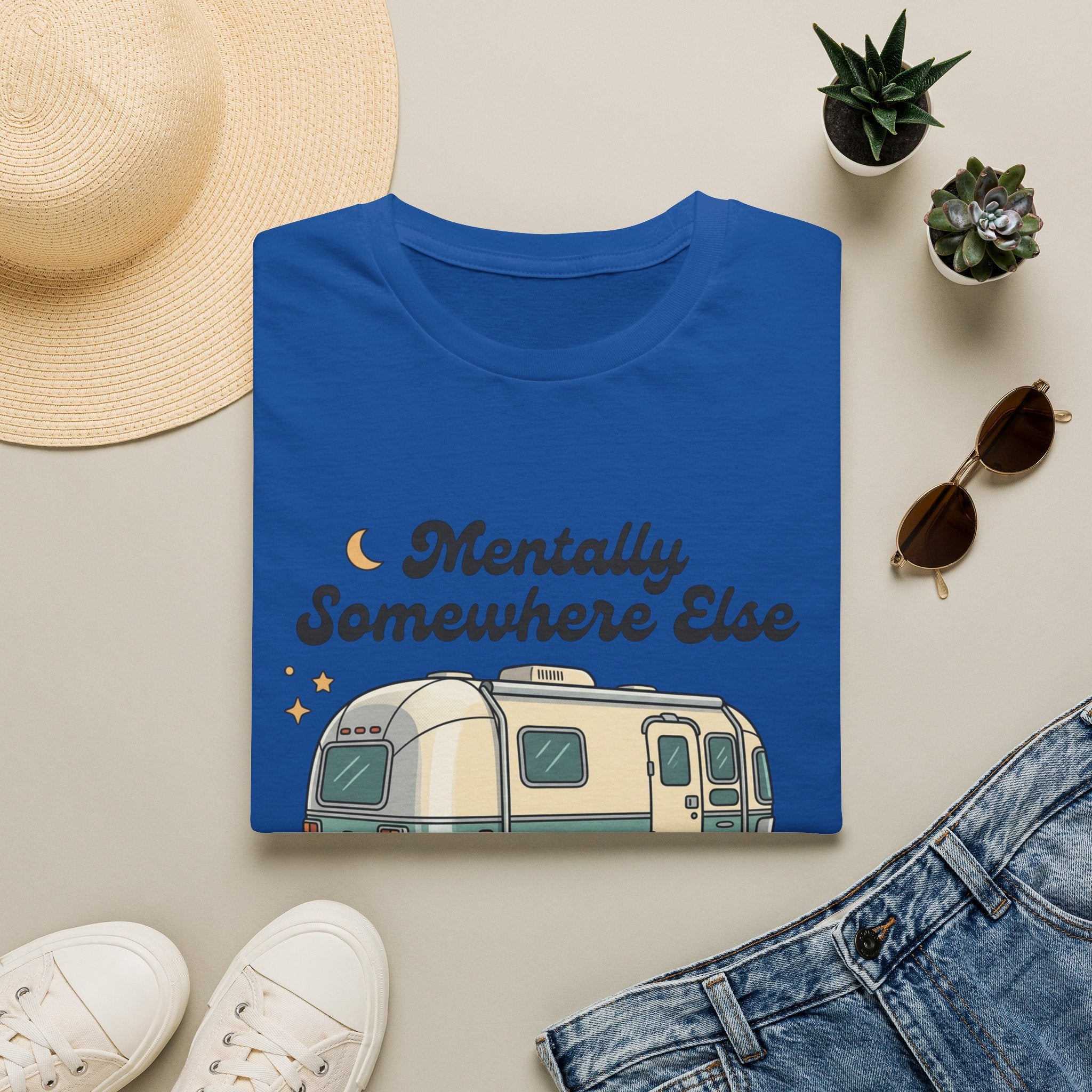 Mentally Somewhere Else Camper T-Shirt — Vintage Airstream RV Travel Tee