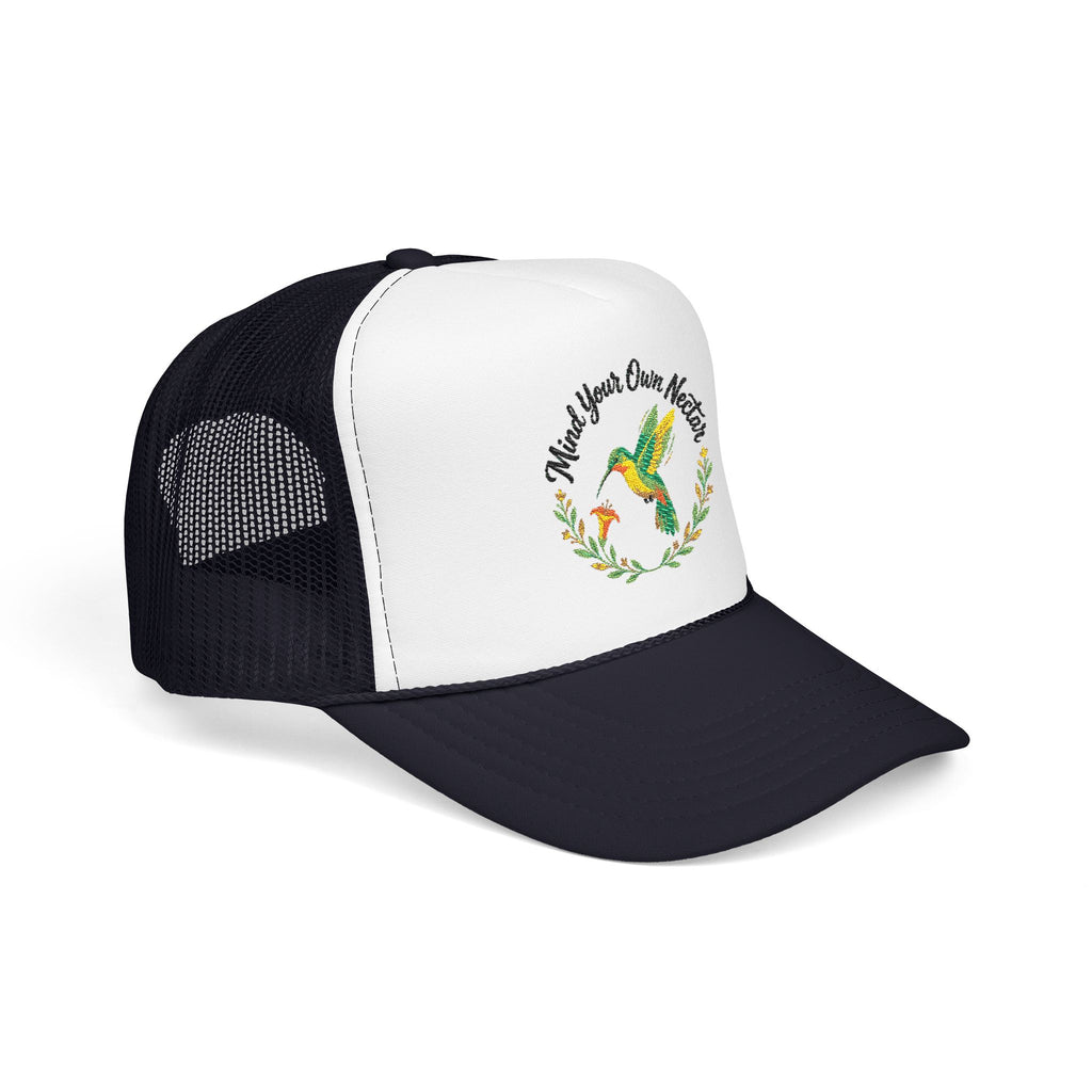 Mind Your Own Nector Trucker Hat — Hummingbird Floral Mesh Cap