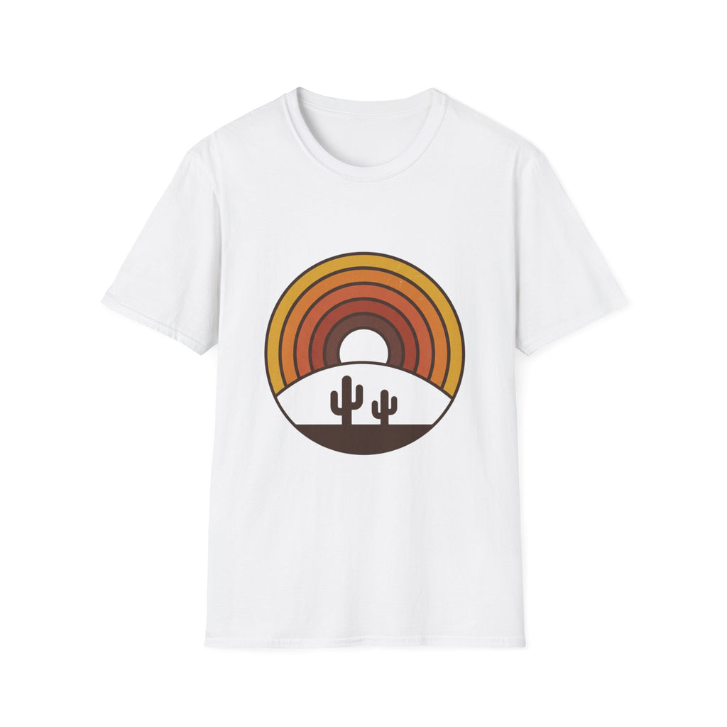 Retro Desert Rainbow T-Shirt — Cactus Sunset Graphic Tee