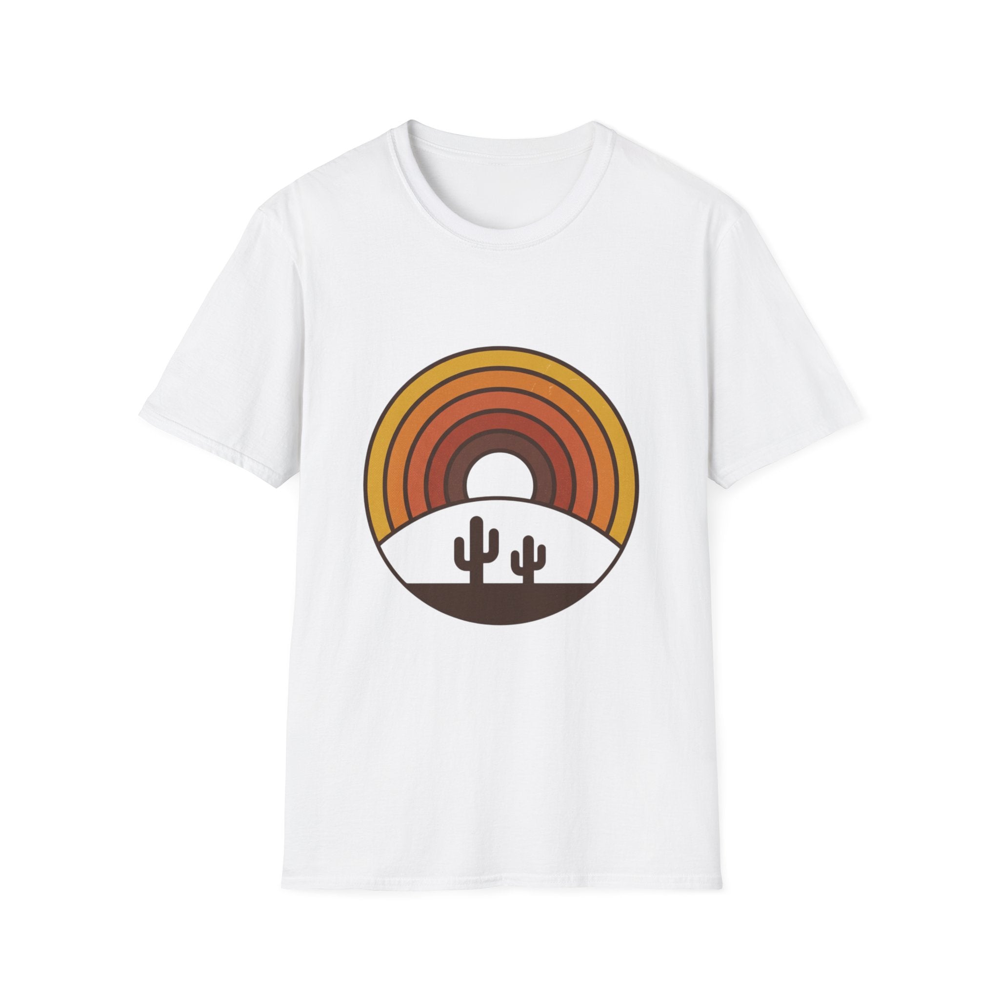Retro Desert Rainbow T-Shirt — Cactus Sunset Graphic Tee