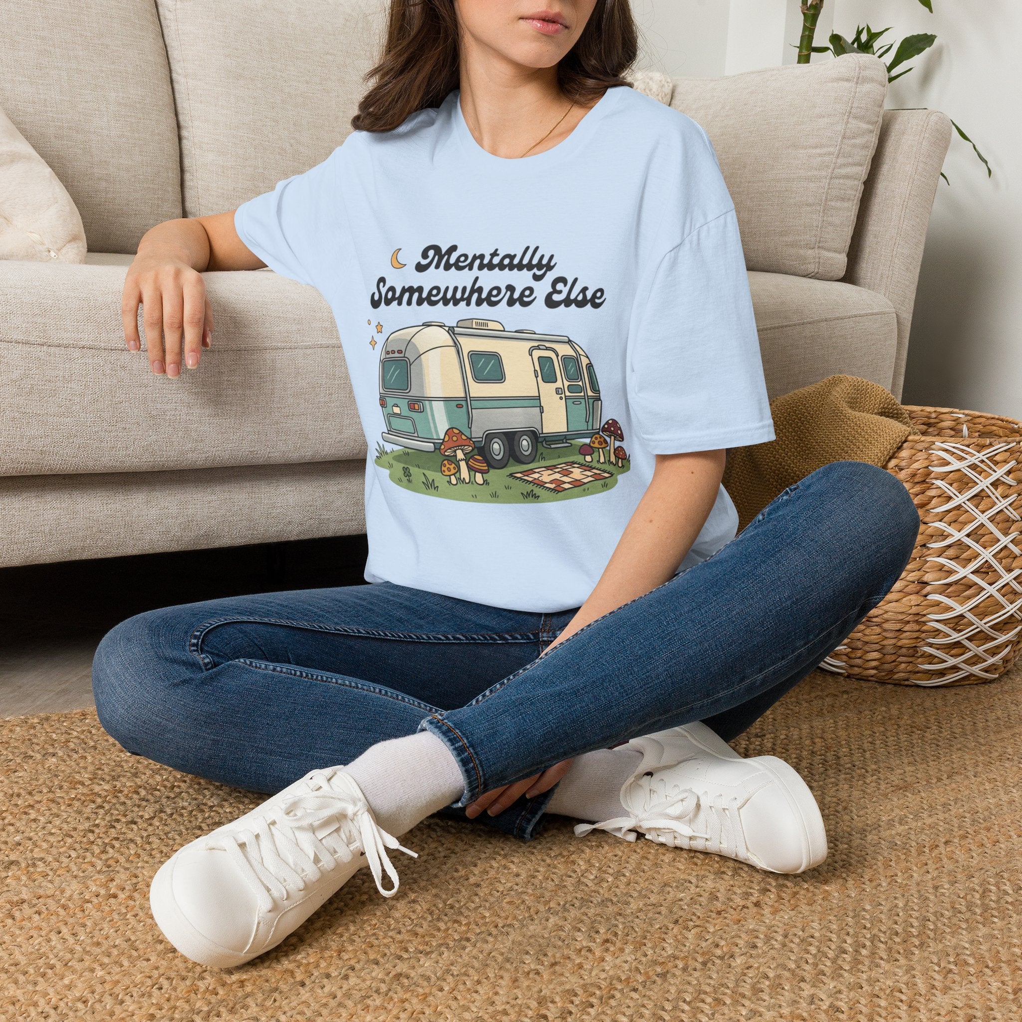 Mentally Somewhere Else Camper T-Shirt — Vintage Airstream RV Travel Tee