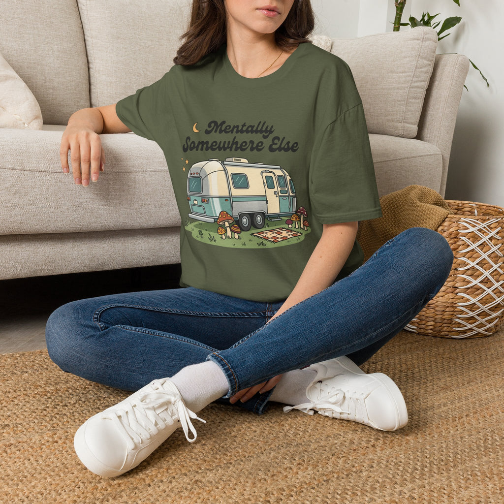 Mentally Somewhere Else Camper T-Shirt — Vintage Airstream RV Travel Tee