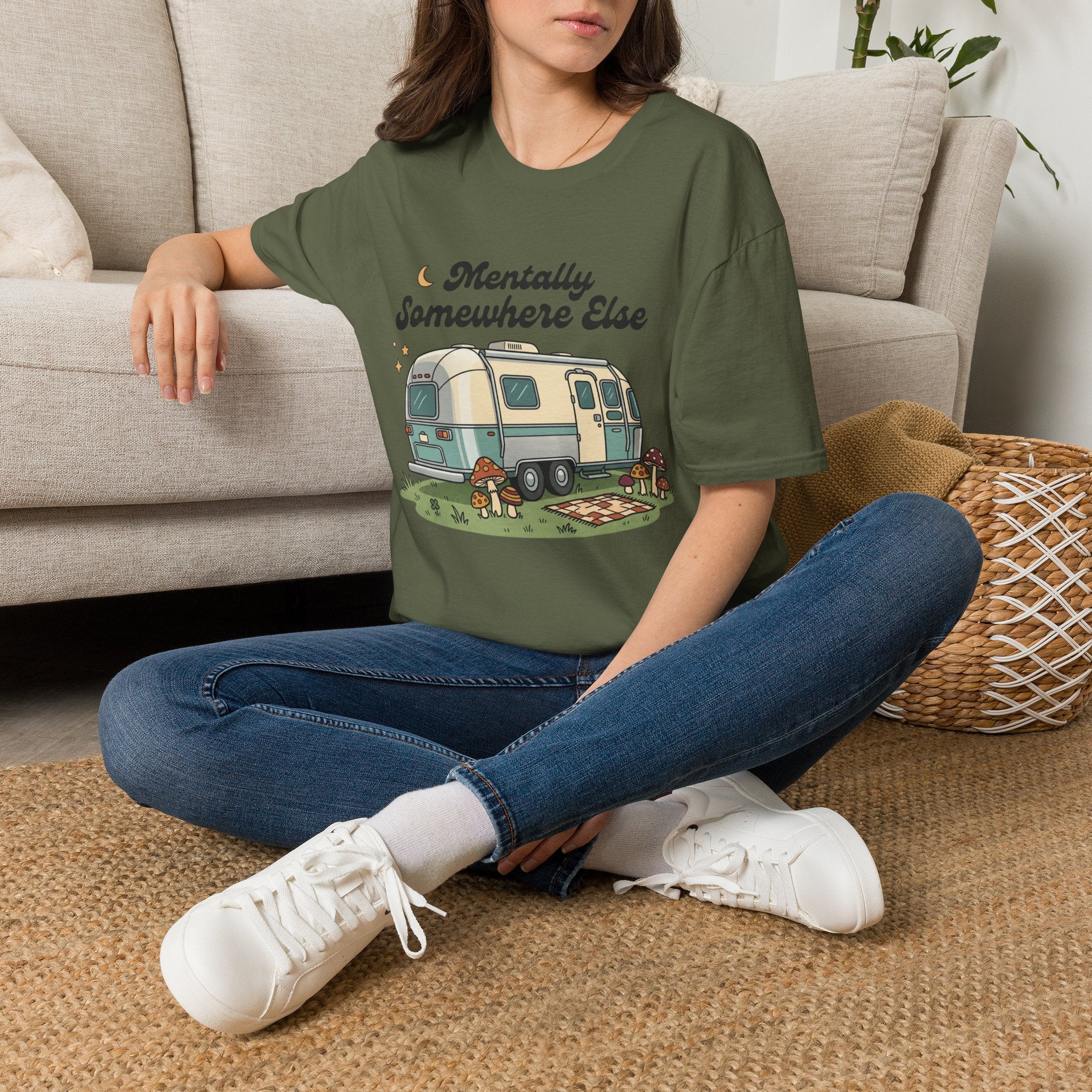 Mentally Somewhere Else Camper T-Shirt — Vintage Airstream RV Travel Tee