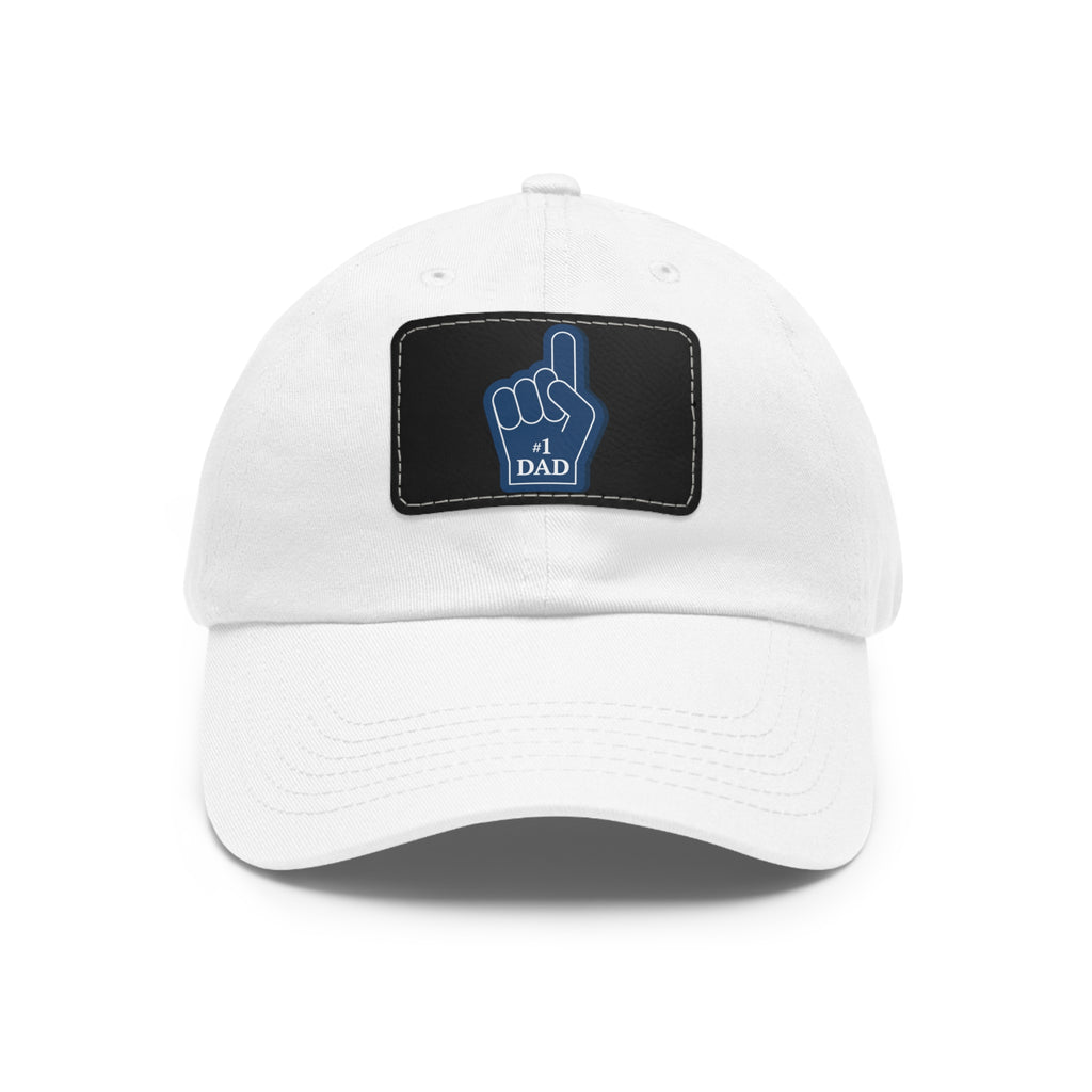 #1 Dad Foam Finger Leather Patch Dad Hat — Father's Day Gift Cap