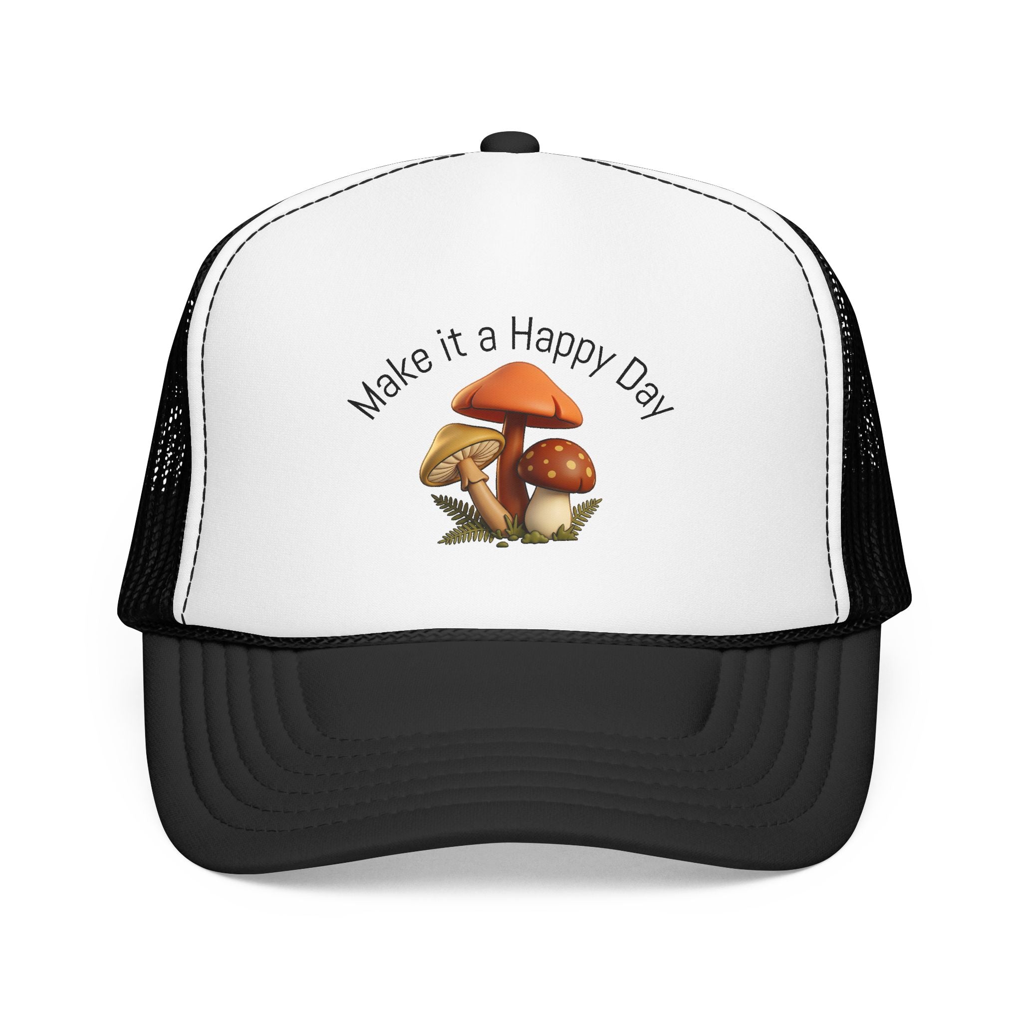 Mushroom "Make It a Happy Day" Trucker Hat