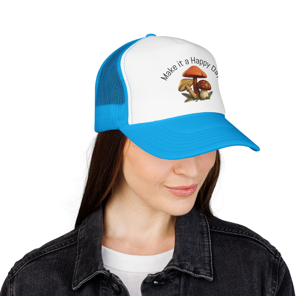 Mushroom "Make It a Happy Day" Trucker Hat