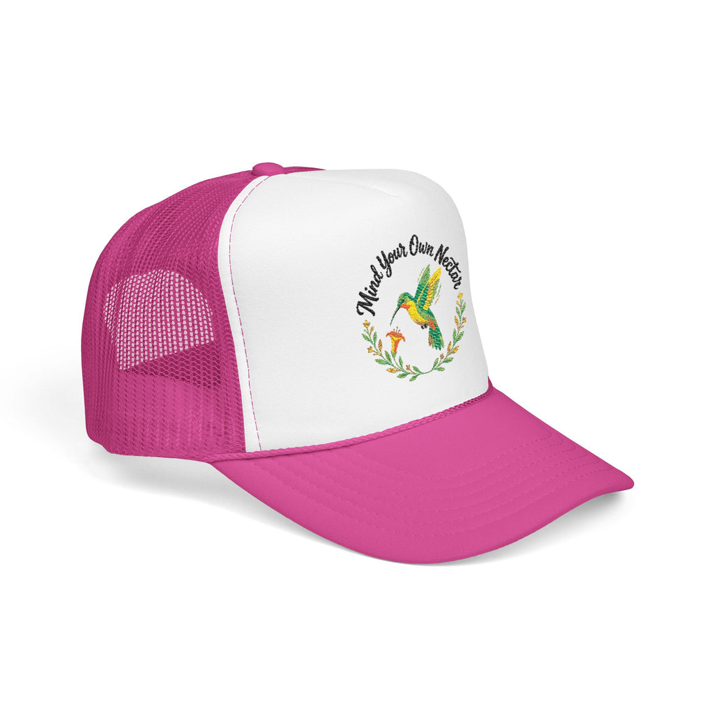 Mind Your Own Nector Trucker Hat — Hummingbird Floral Mesh Cap