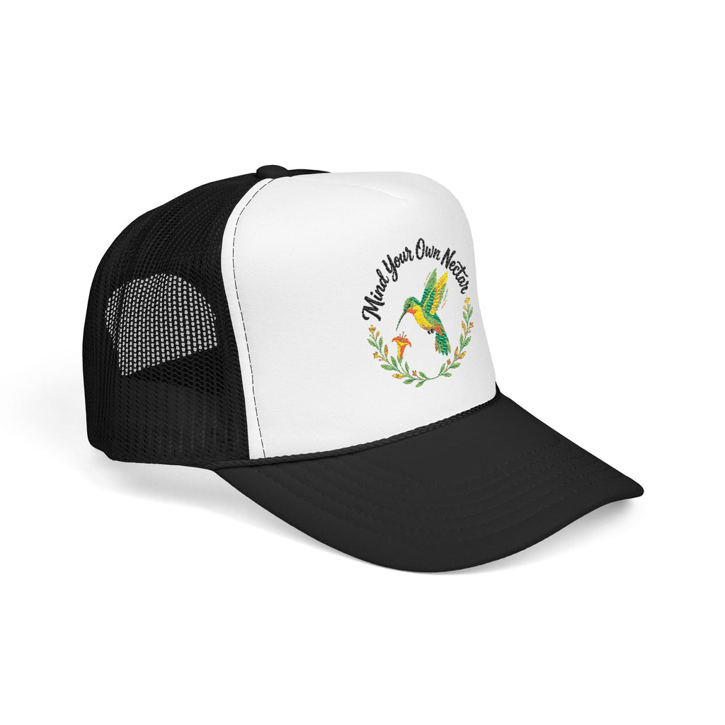 Mind Your Own Nector Trucker Hat — Hummingbird Floral Mesh Cap
