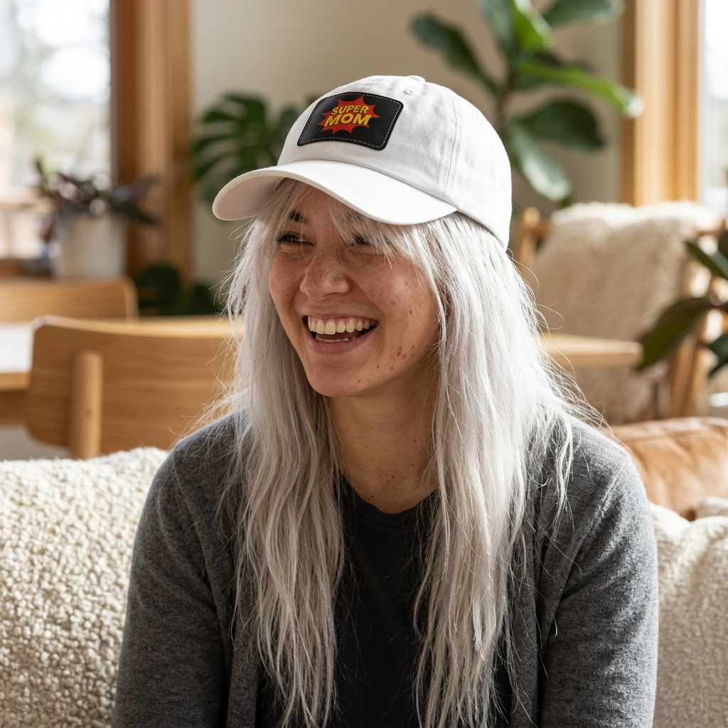 Super Mom Leather Patch Dad Hat – Mothers Day Gift Cap