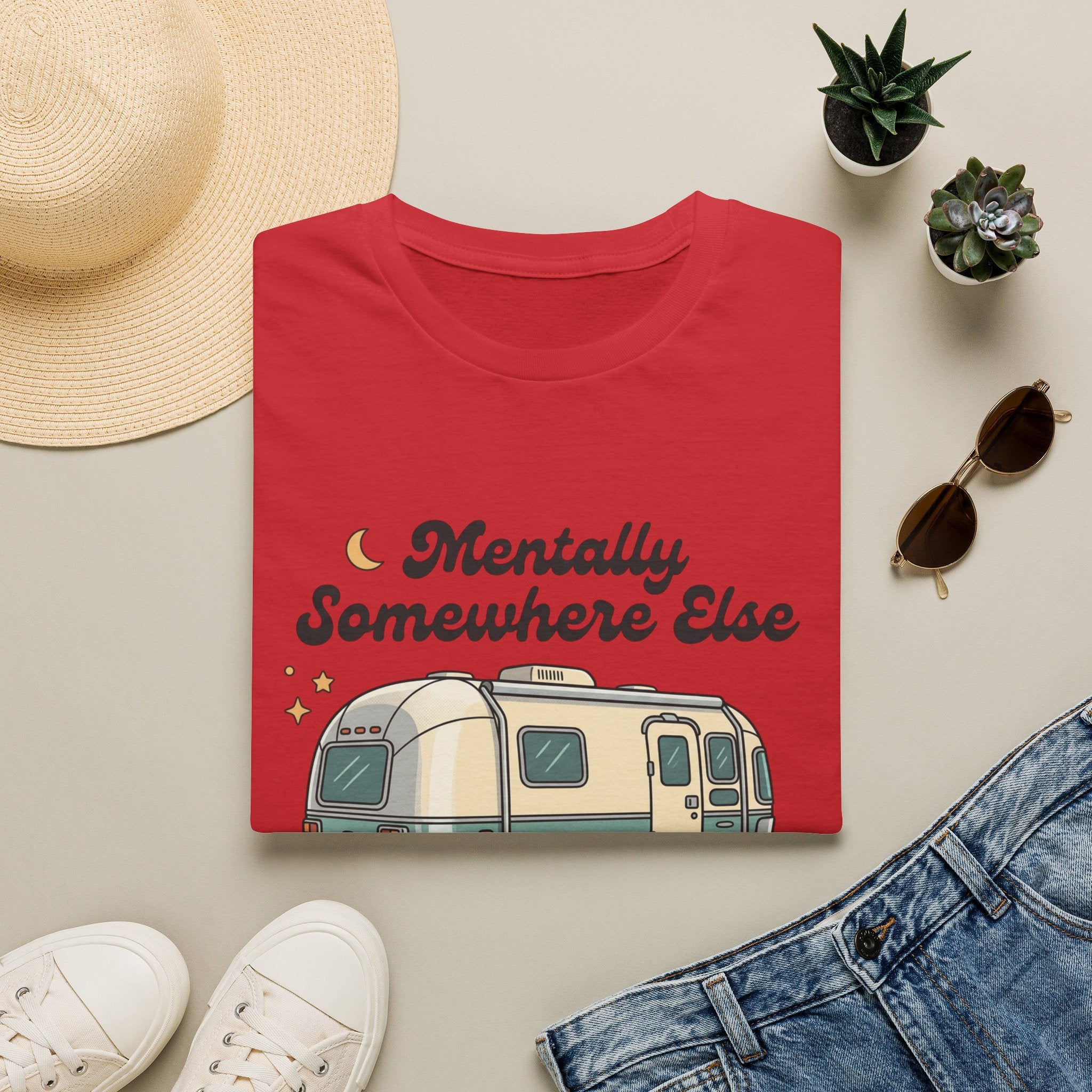 Mentally Somewhere Else Camper T-Shirt — Vintage Airstream RV Travel Tee