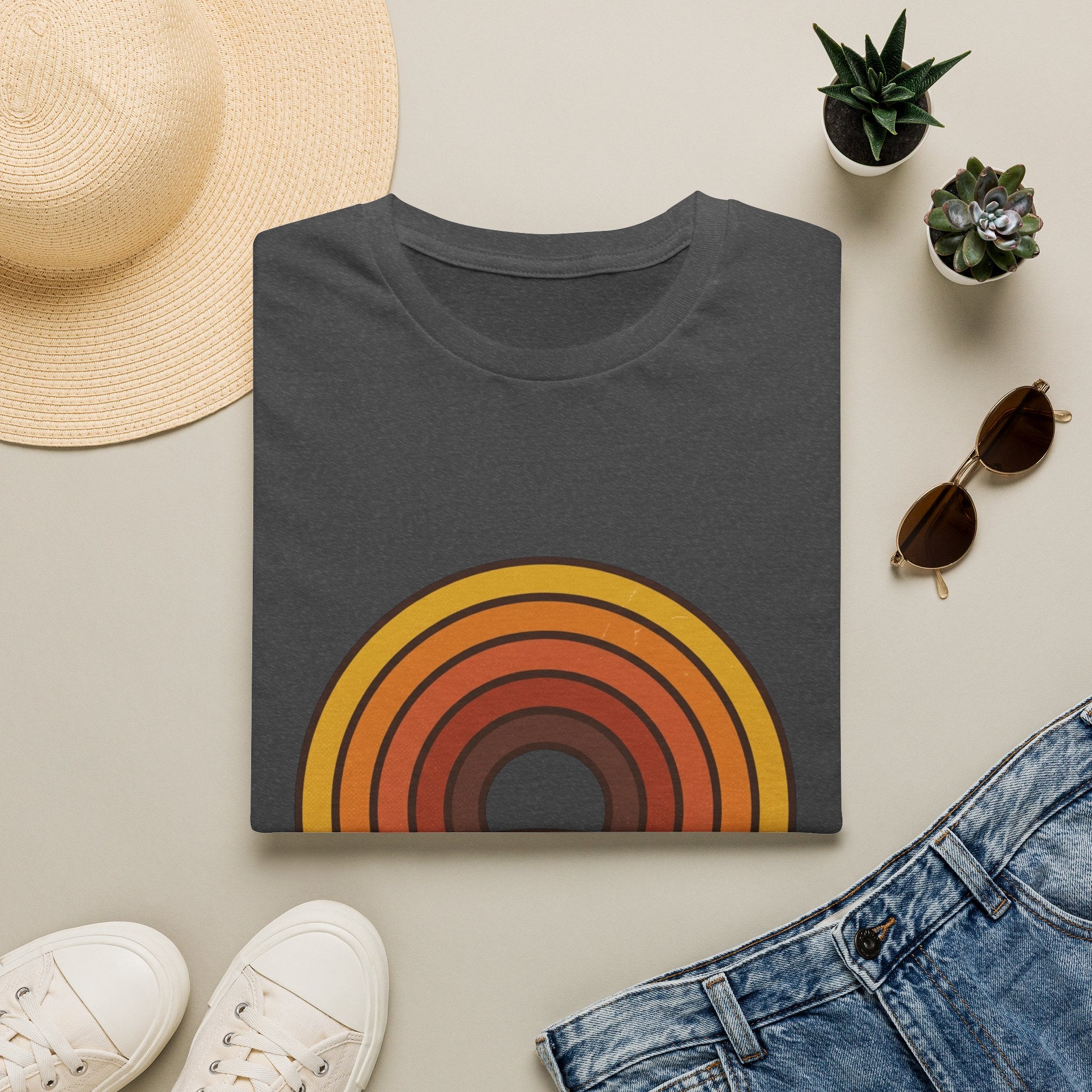 Retro Desert Rainbow T-Shirt — Cactus Sunset Graphic Tee