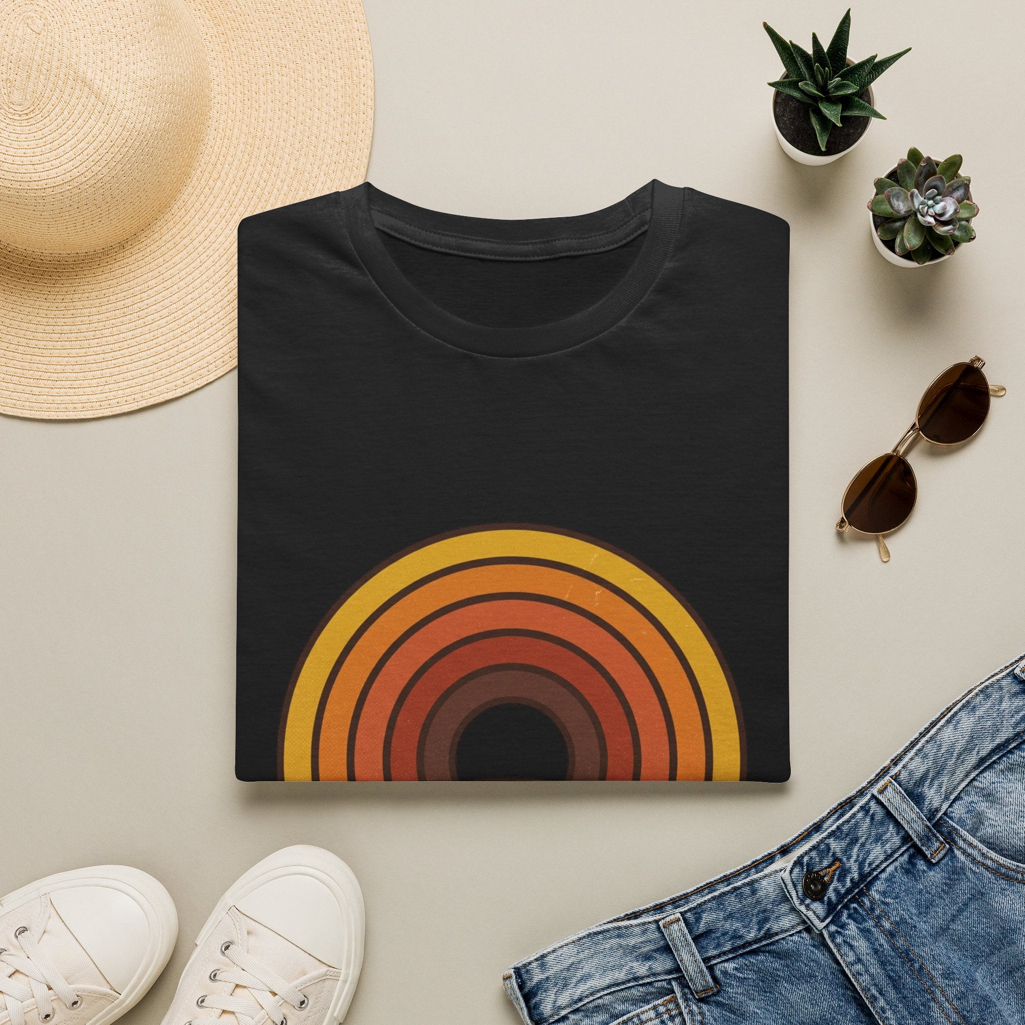 Retro Desert Rainbow T-Shirt — Cactus Sunset Graphic Tee
