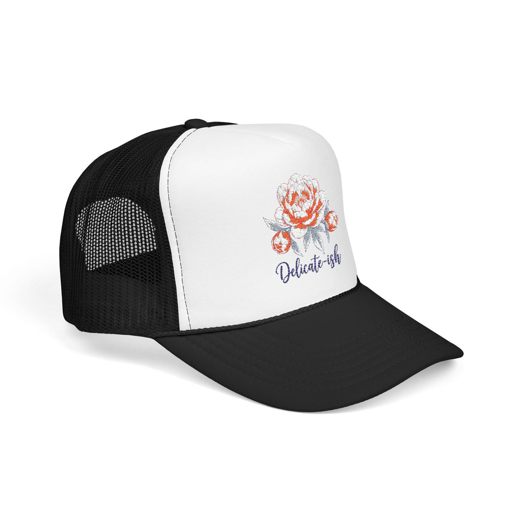 Trucker Hat — Floral 'Delicate-ish' Embroidered Peony Cap