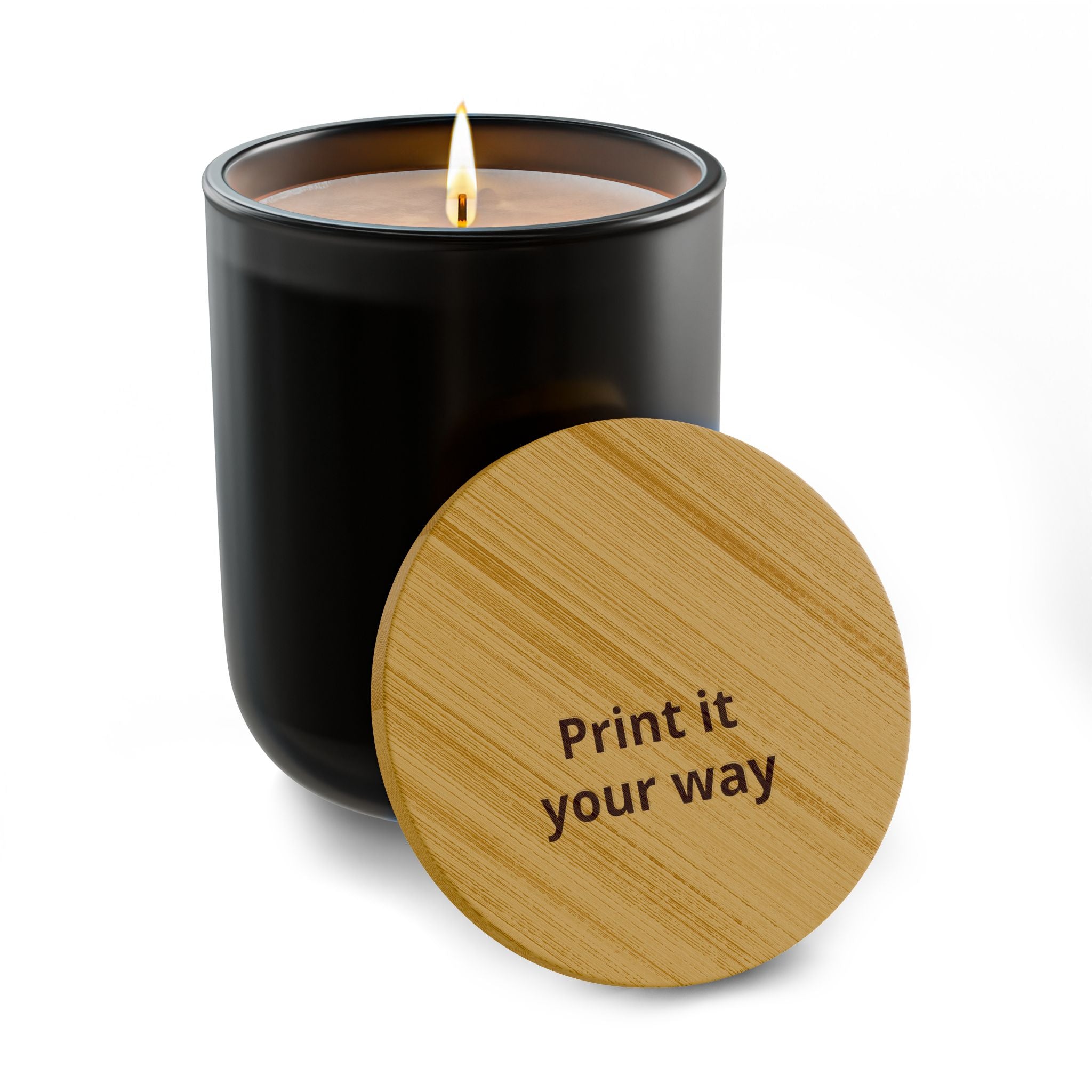 Engraved 14oz Scented Soy Candle — Custom Bamboo Lid (Print It Your Way)