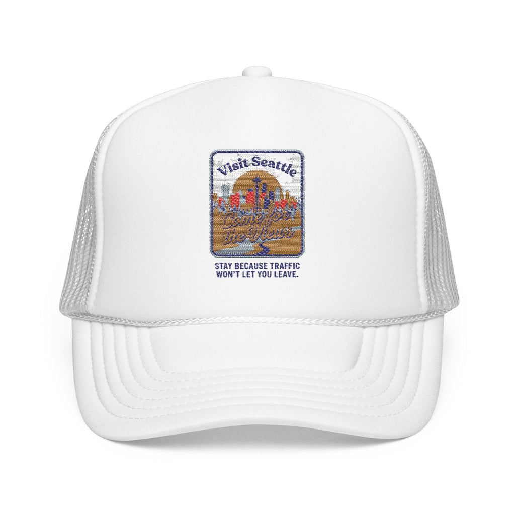 Vintage Desert Sunrise Trucker Hat — "Stay Somewhere" Embroidered Foam Cap