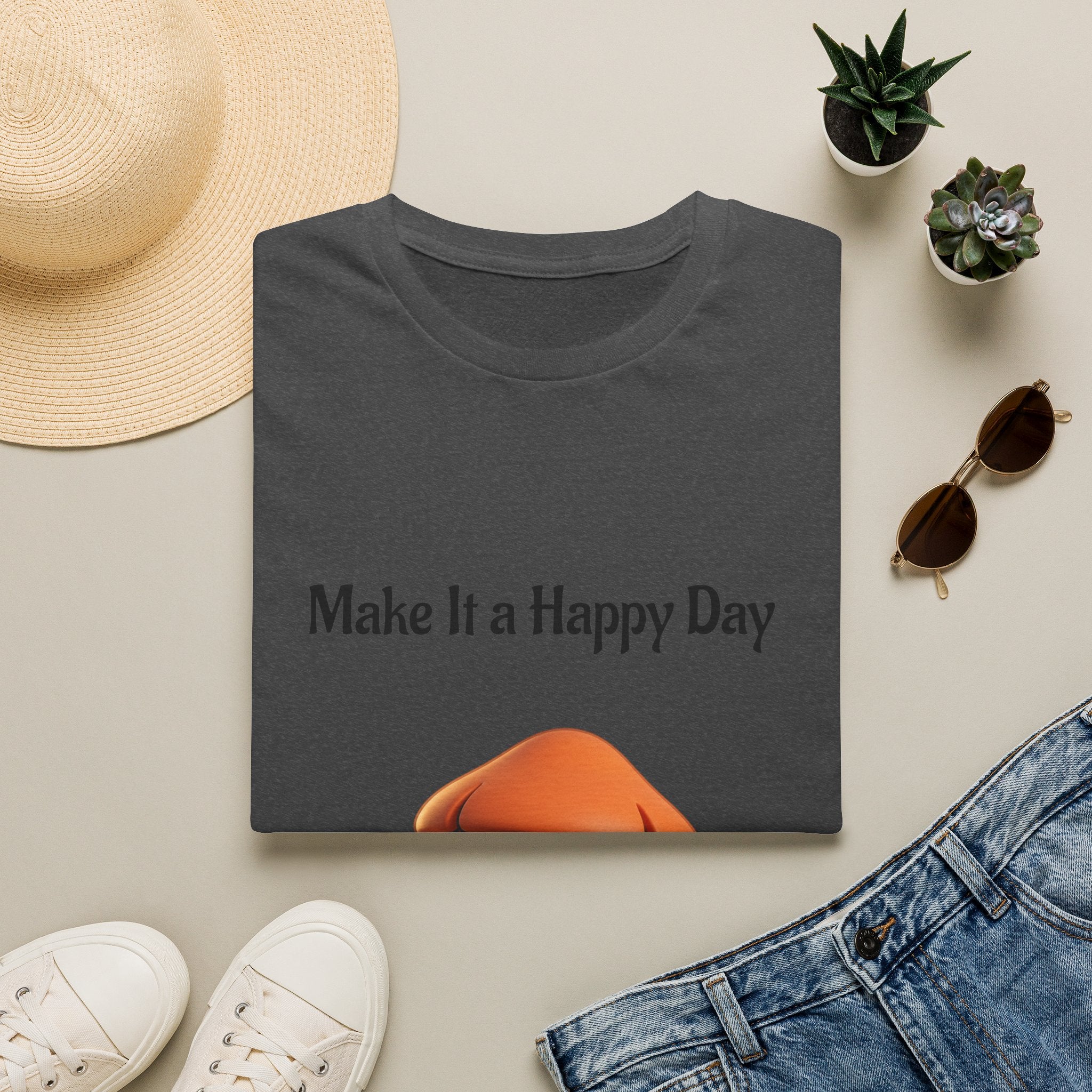Mushroom Graphic Tee - "Make It a Happy Day" Positive Quote T-Shirt