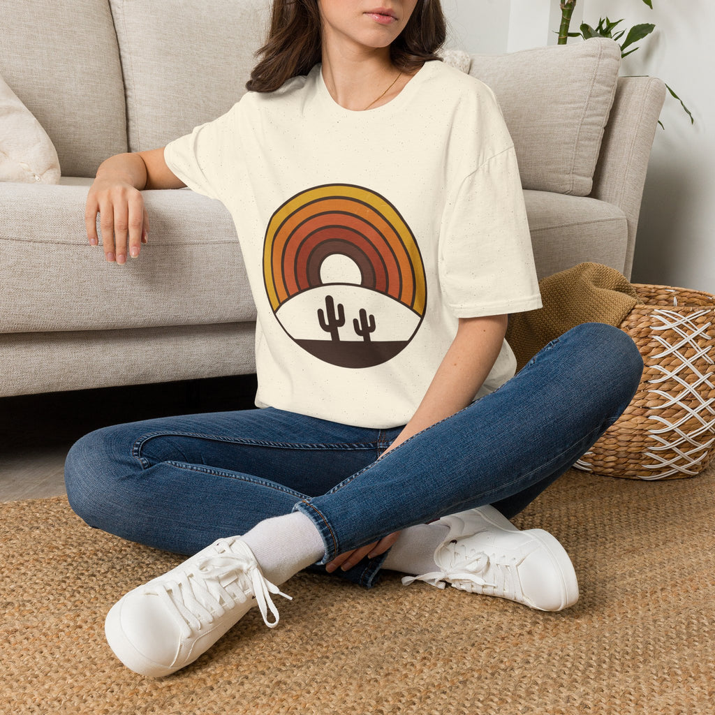 Retro Desert Rainbow T-Shirt — Cactus Sunset Graphic Tee