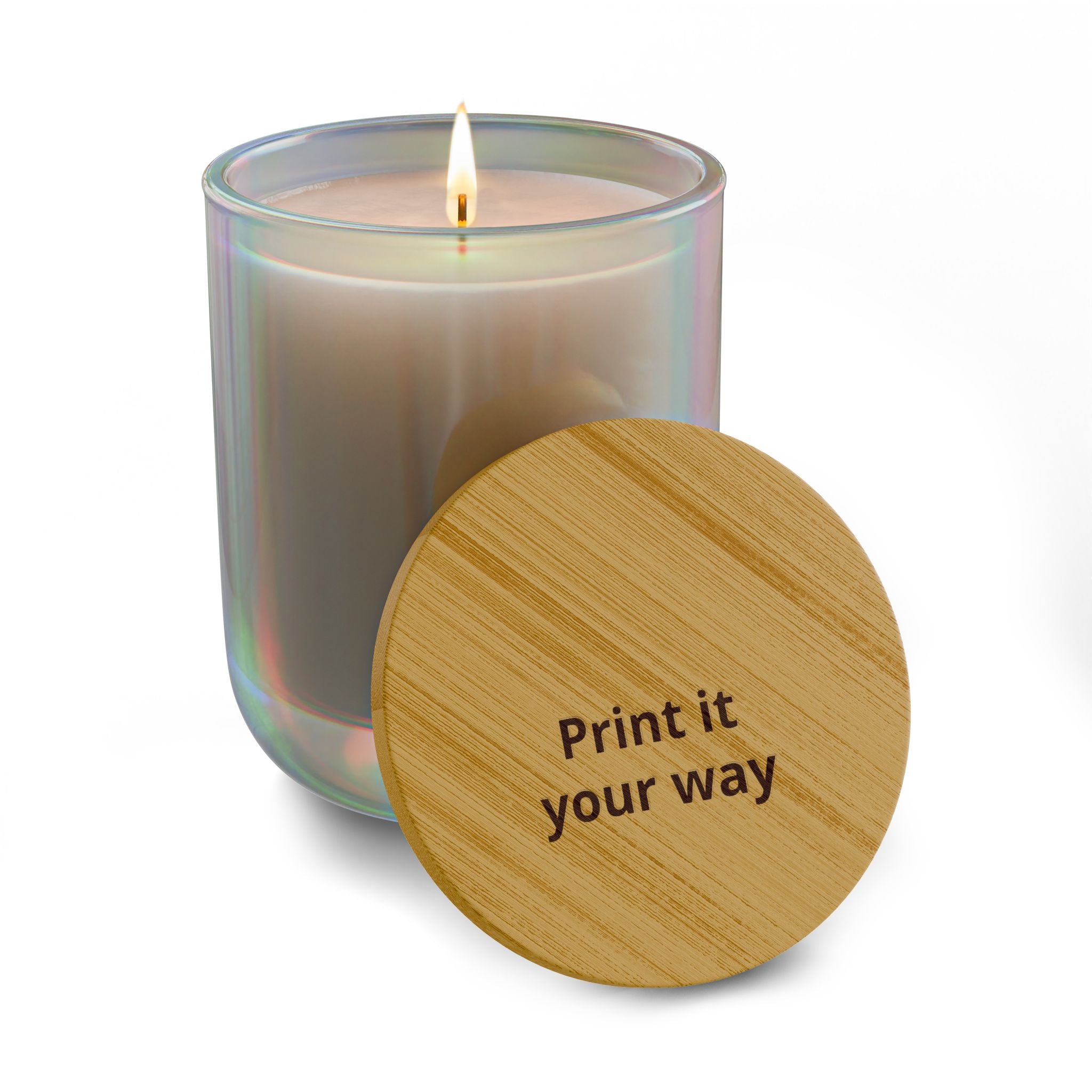 Engraved 14oz Scented Soy Candle — Custom Bamboo Lid (Print It Your Way)