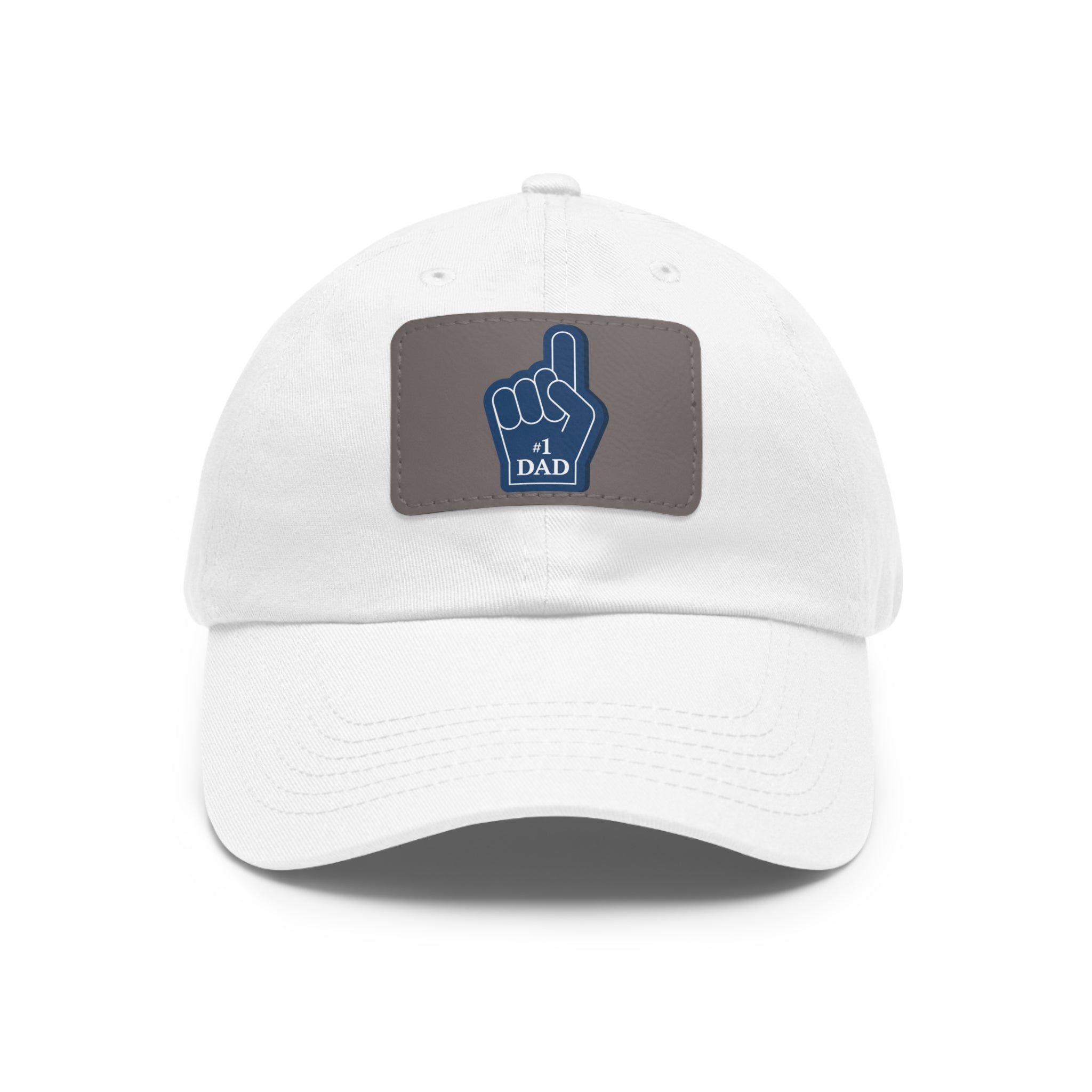 #1 Dad Foam Finger Leather Patch Dad Hat — Father's Day Gift Cap