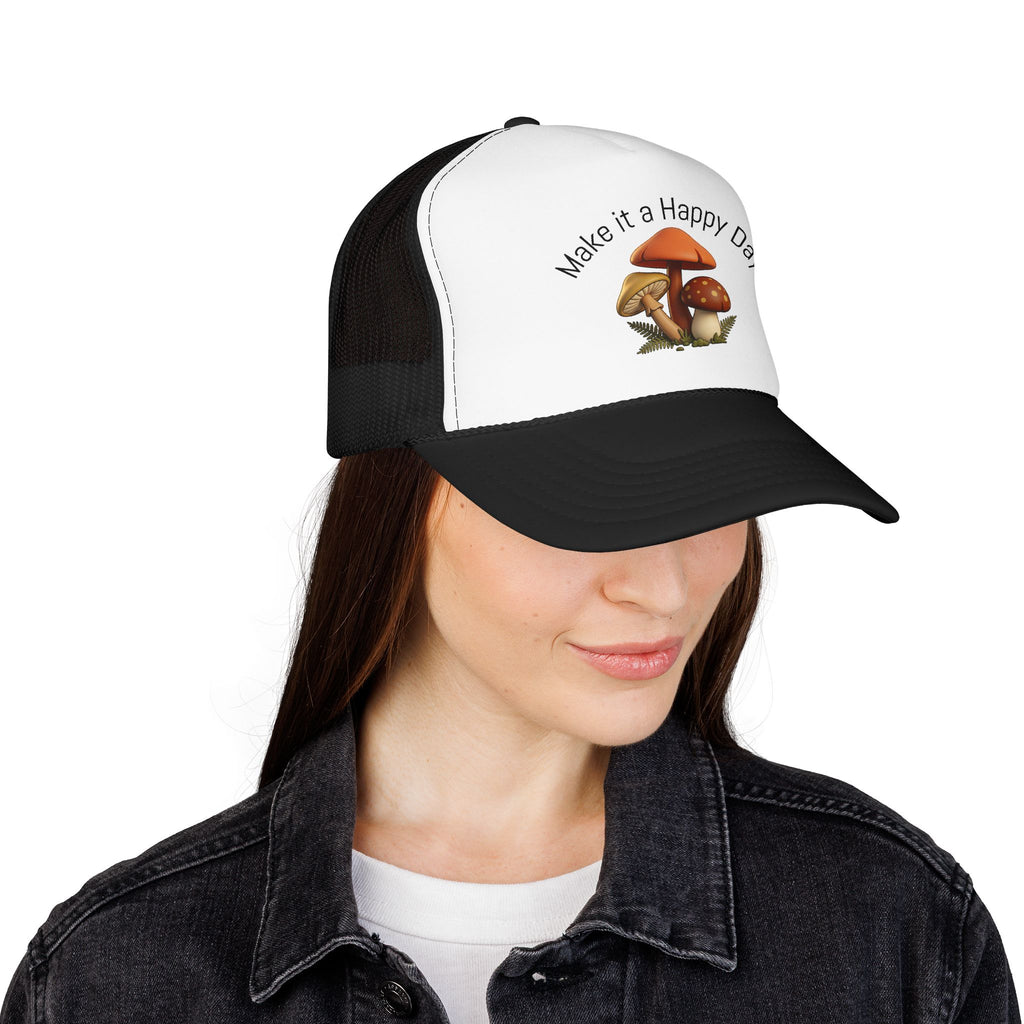 Mushroom "Make It a Happy Day" Trucker Hat