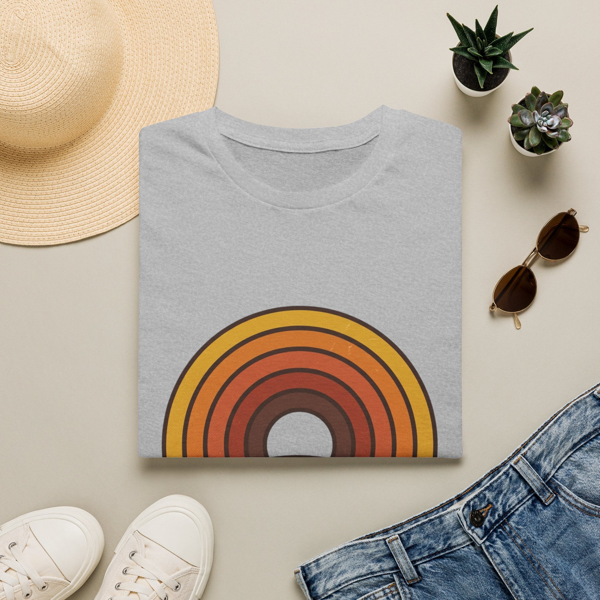 Retro Desert Rainbow T-Shirt — Cactus Sunset Graphic Tee