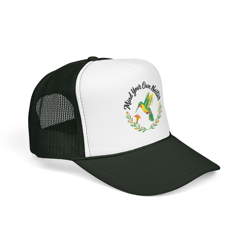 Mind Your Own Nector Trucker Hat — Hummingbird Floral Mesh Cap