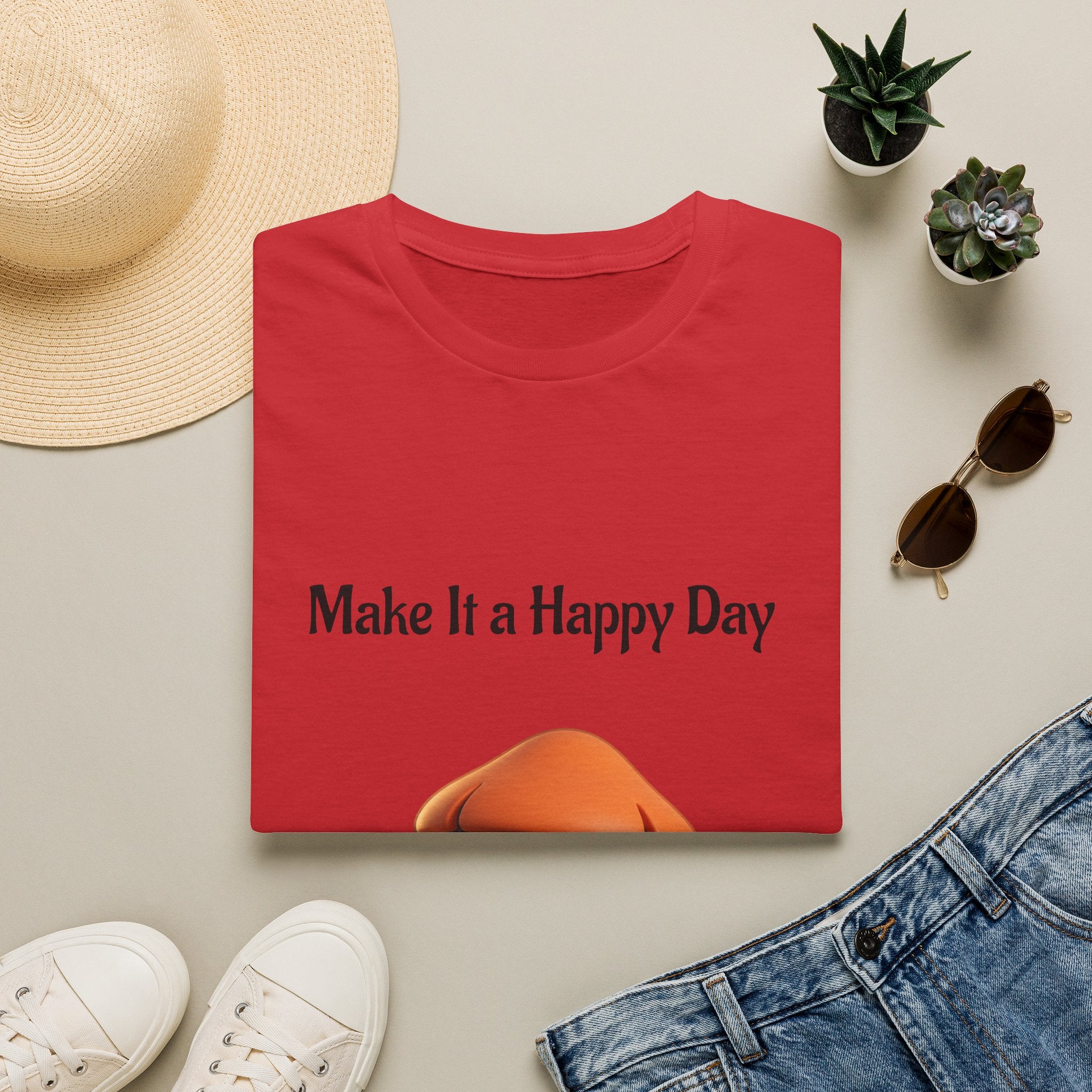 Mushroom Graphic Tee - "Make It a Happy Day" Positive Quote T-Shirt