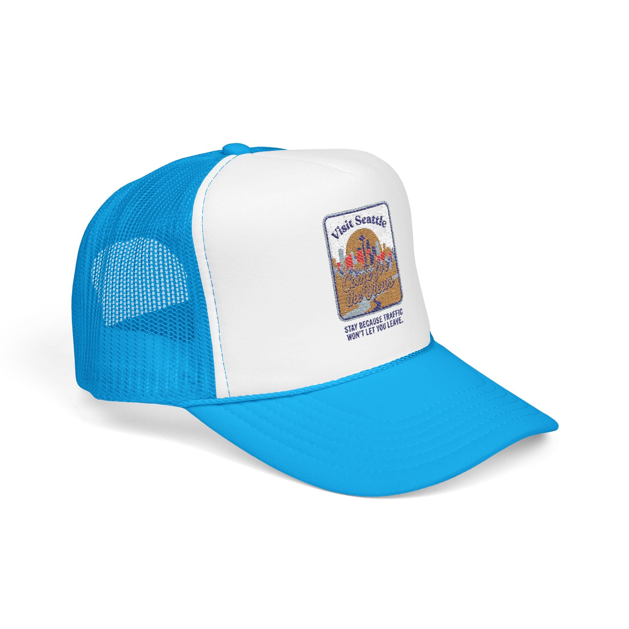 Vintage Desert Sunrise Trucker Hat — "Stay Somewhere" Embroidered Foam Cap