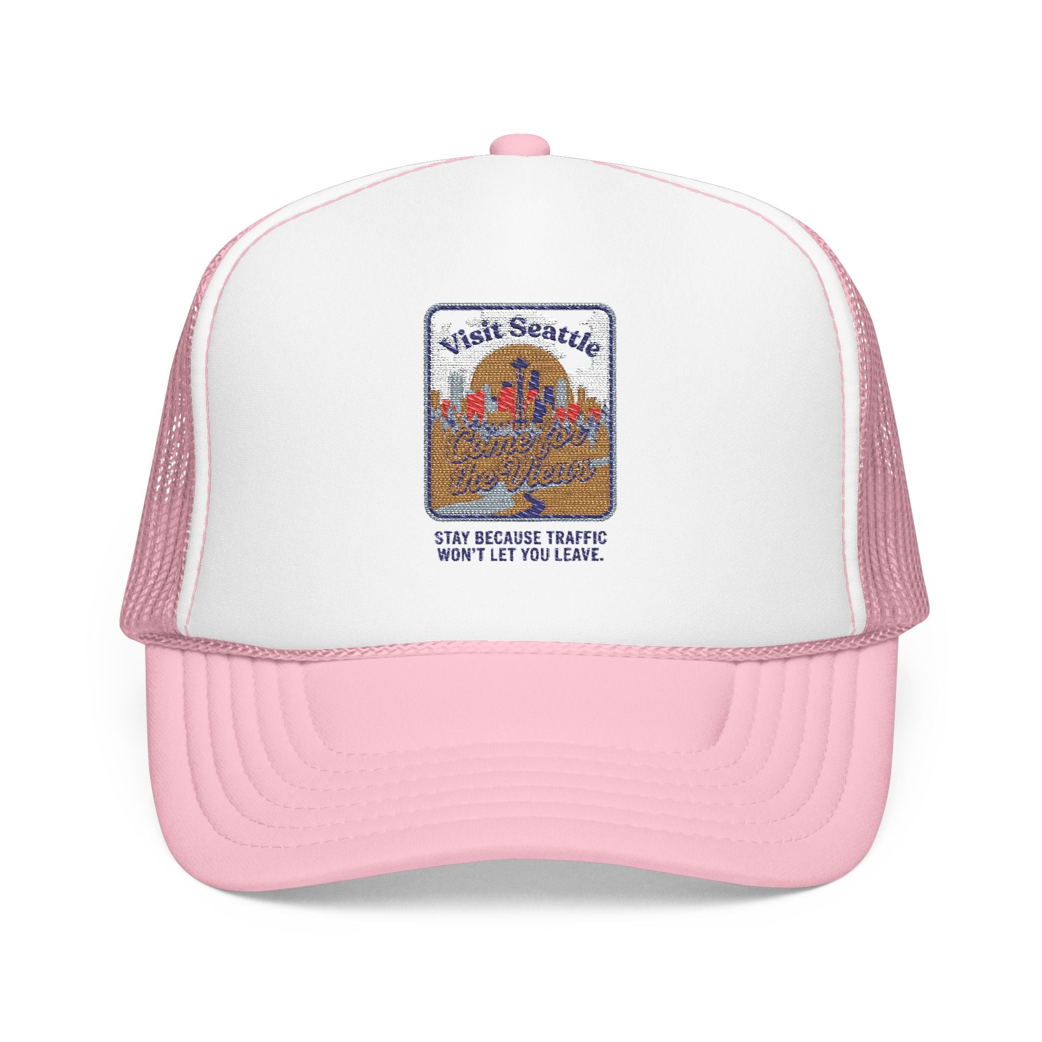 Vintage Desert Sunrise Trucker Hat — "Stay Somewhere" Embroidered Foam Cap