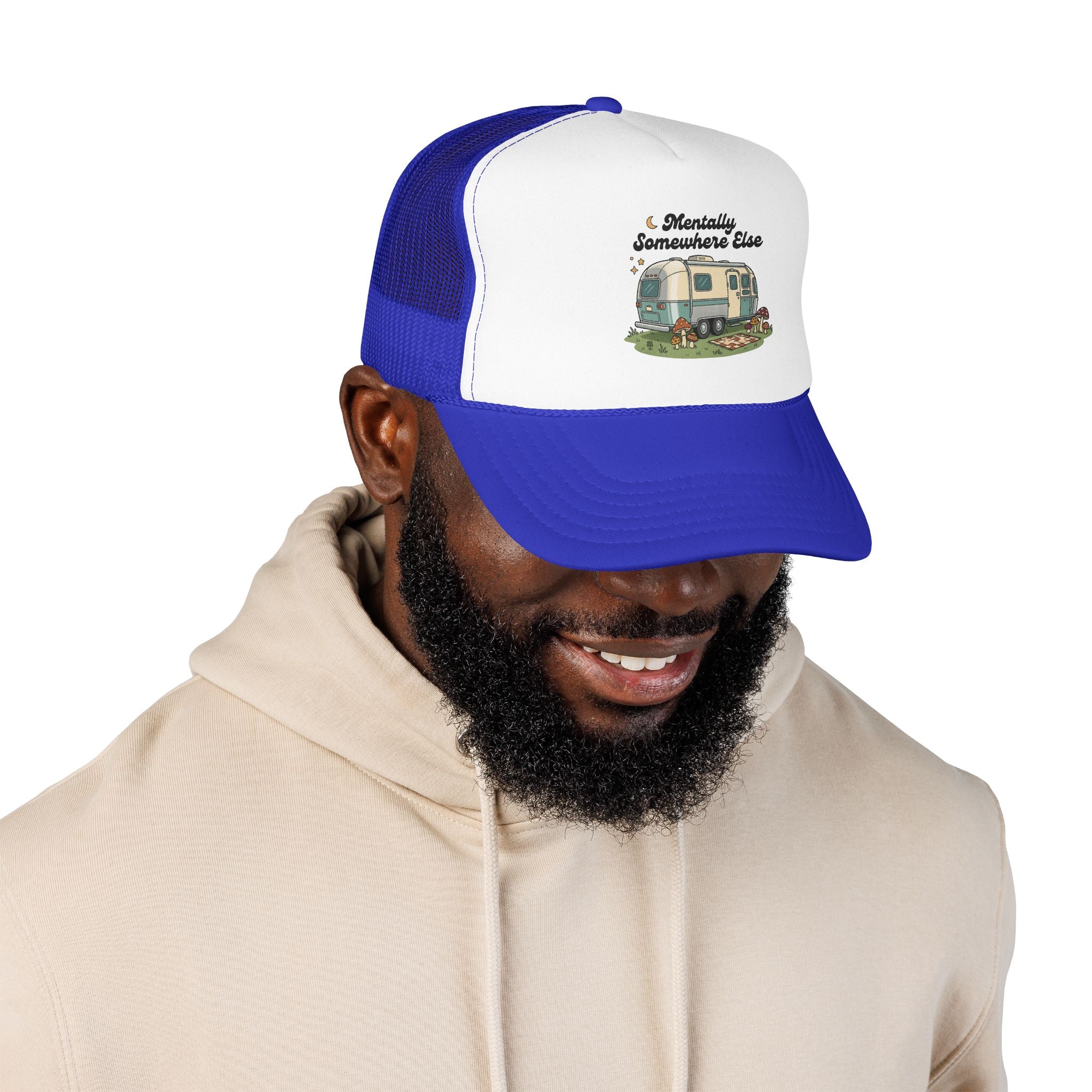 Trucker Hat - 'Mentally Somewhere Else' Retro Camper Design