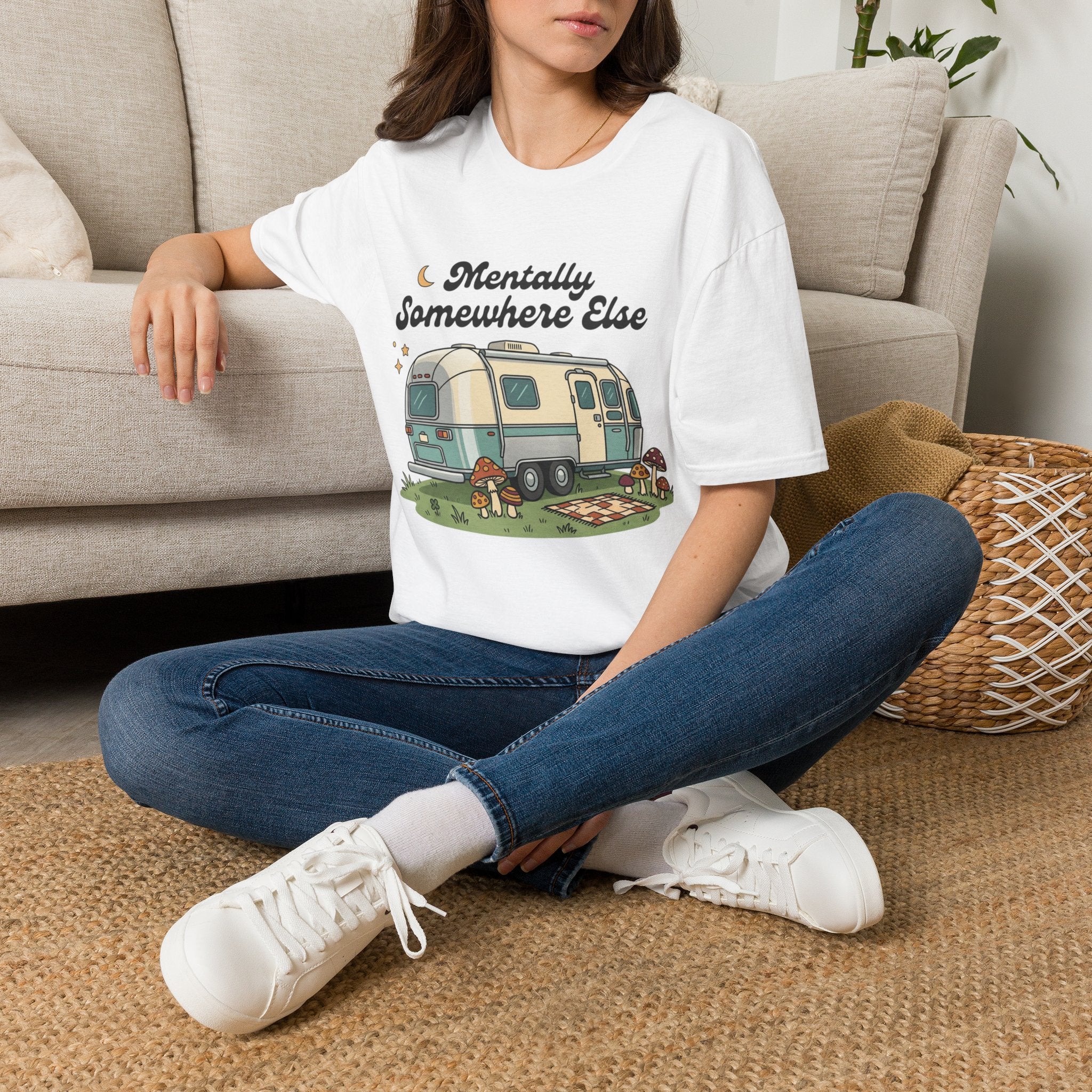 Mentally Somewhere Else Camper T-Shirt — Vintage Airstream RV Travel Tee