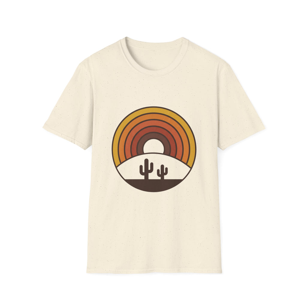Retro Desert Rainbow T-Shirt — Cactus Sunset Graphic Tee